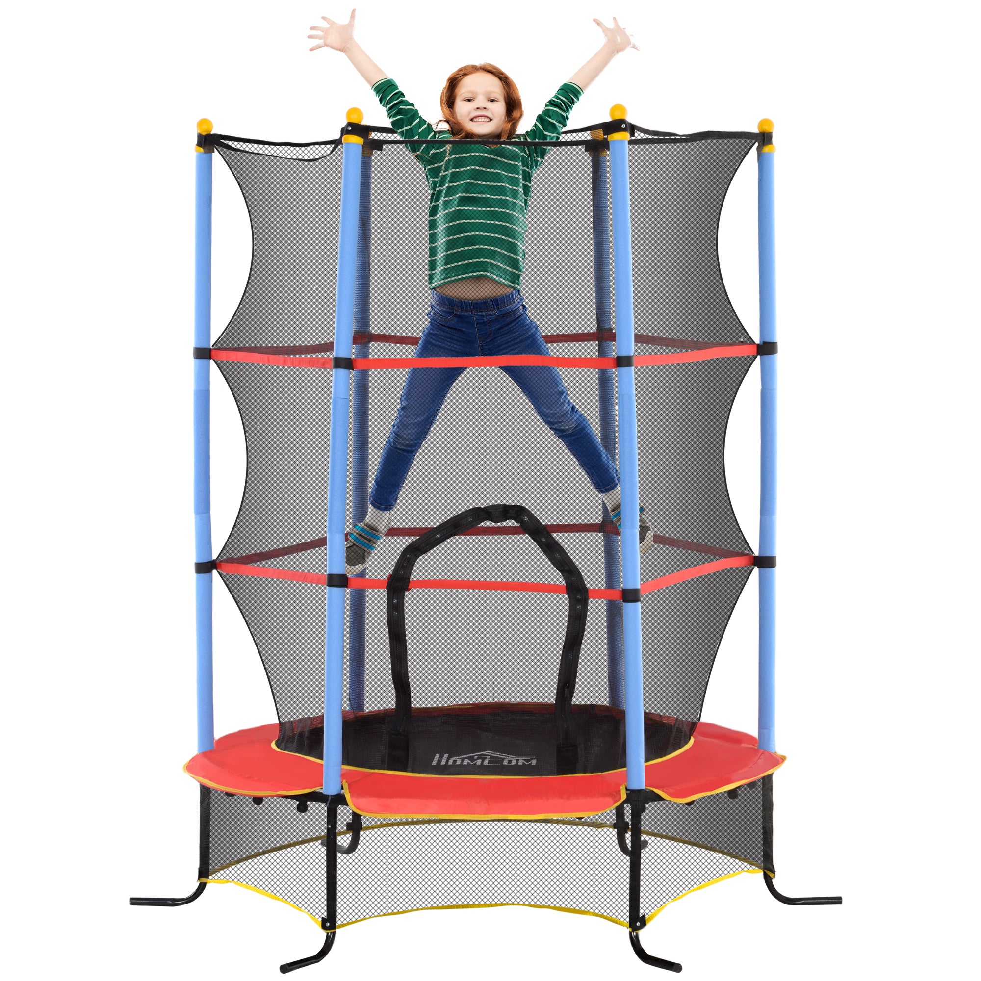 HOMCOM Kids Trampoline, with Safety Net, for Ages 3-10 Years - North Peak Garden Furniture