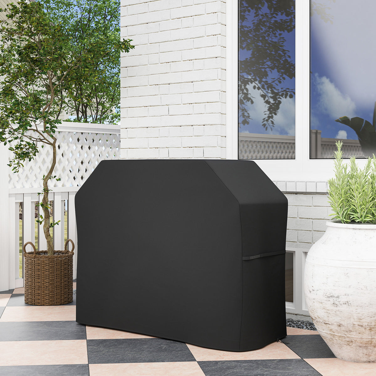 Outsunny 147 x 61cm Plastic Coated Protective Grill Cover - Black