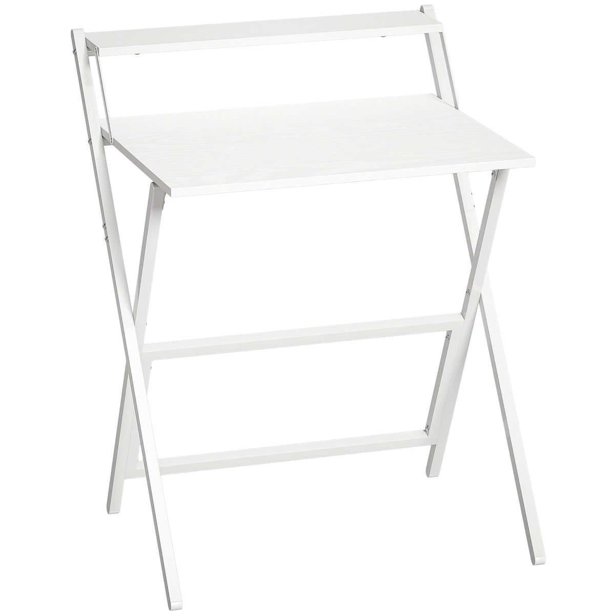 HOMCOM 70 cm Folding Computer Desk with Monitor Shelf - White