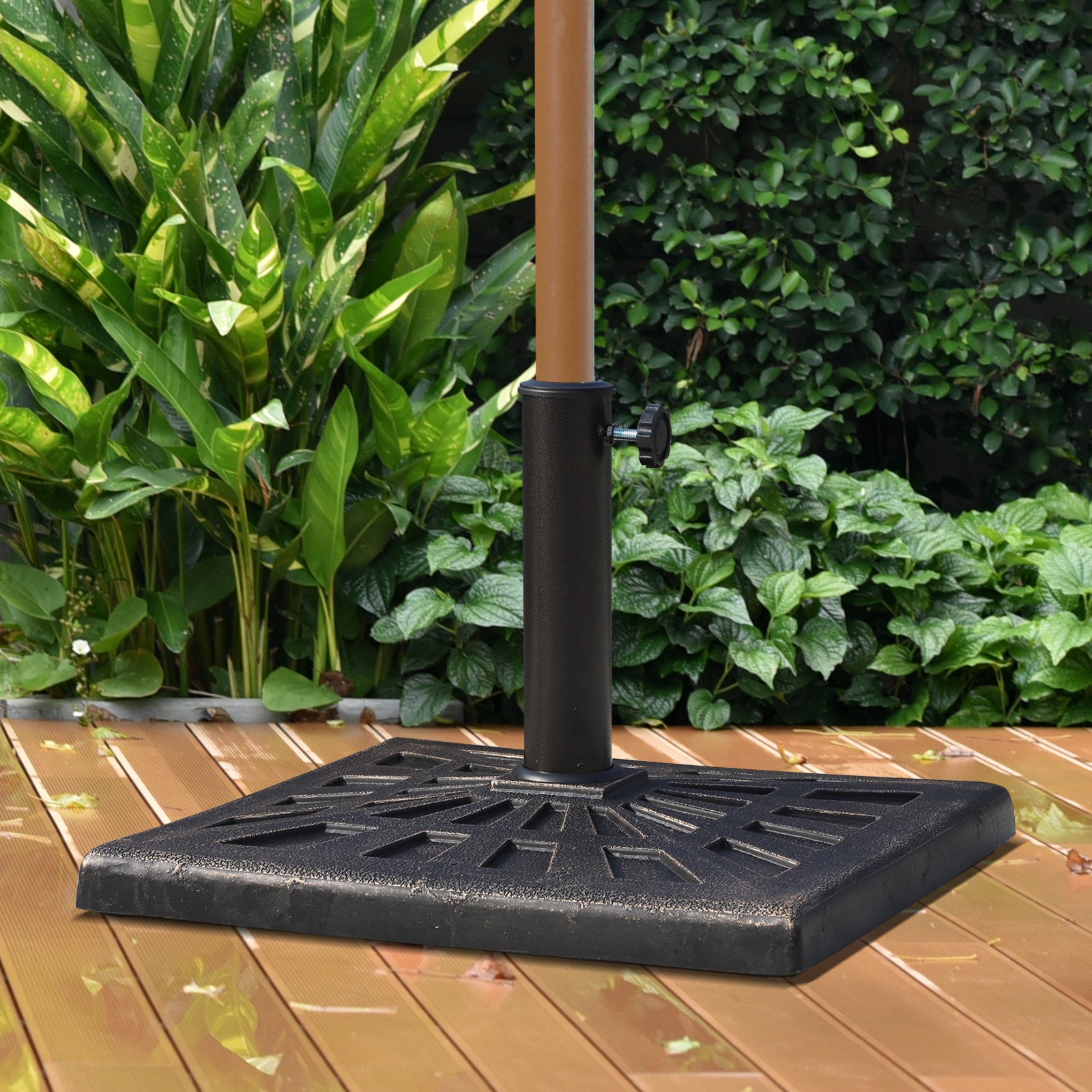 Outsunny 15kg Resin Durable Patterned Colophony Garden Patio Square Umbrella Stand Base Stand Bronze - North Peak Garden Furniture