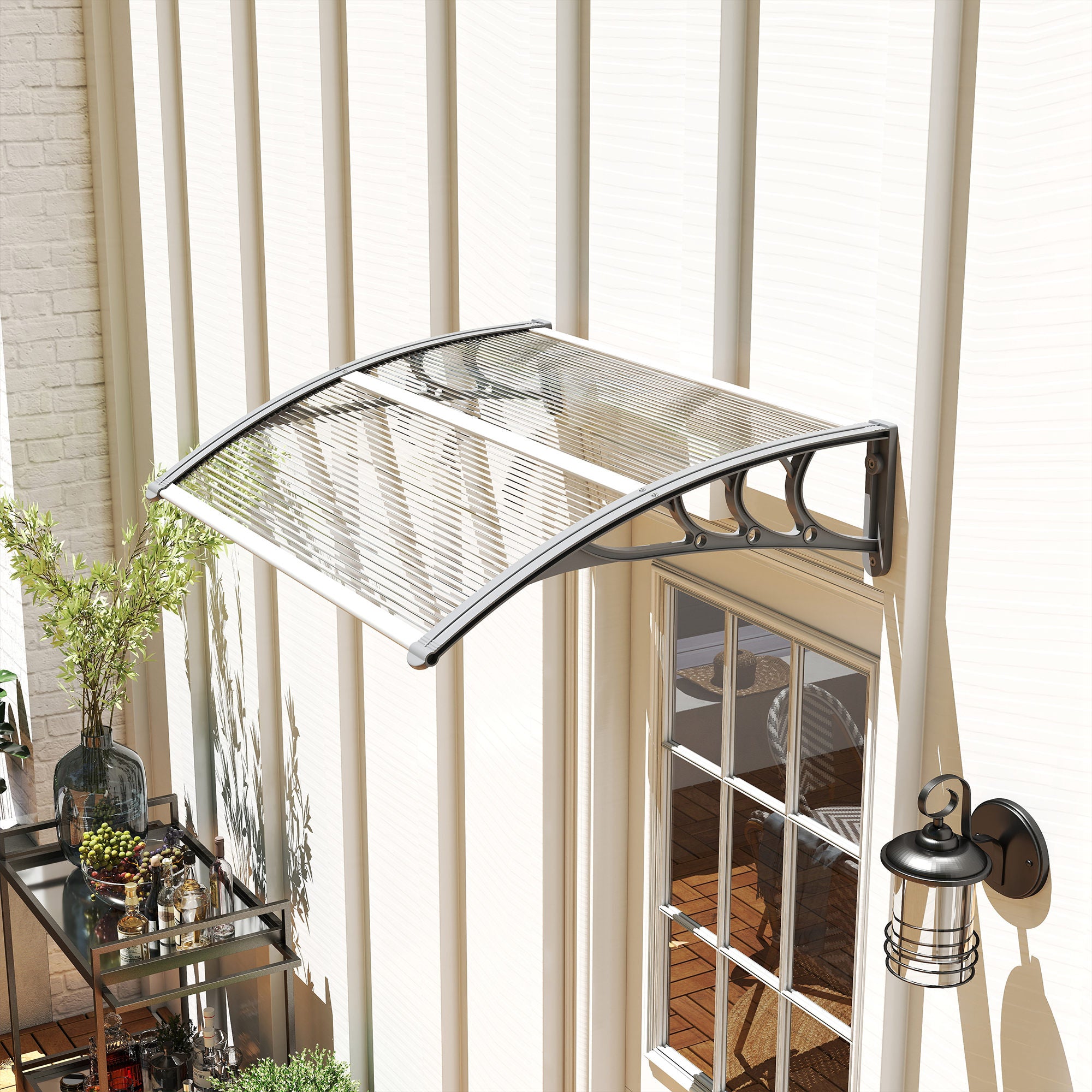 Outsunny Door Canopy Awning Outdoor Window Rain Shelter Cover for Front/Back Door Porch Clear 100 x 75cm