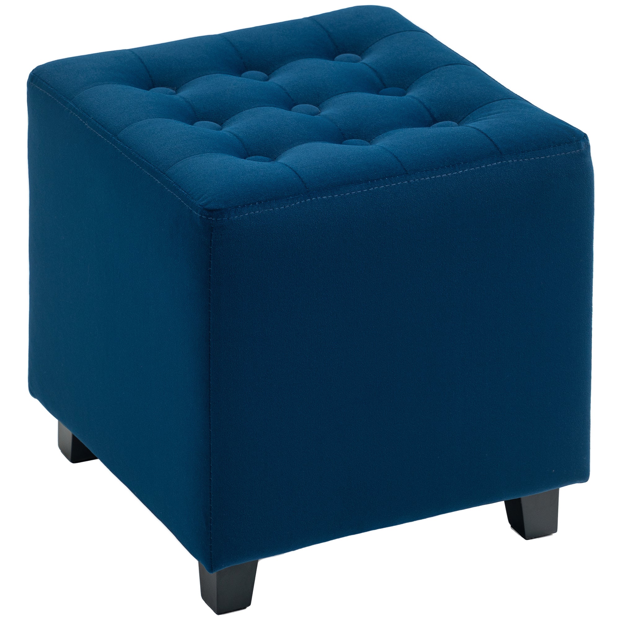 HOMCOM Velvet-Feel Square Ottoman - Blue - North Peak Garden Furniture