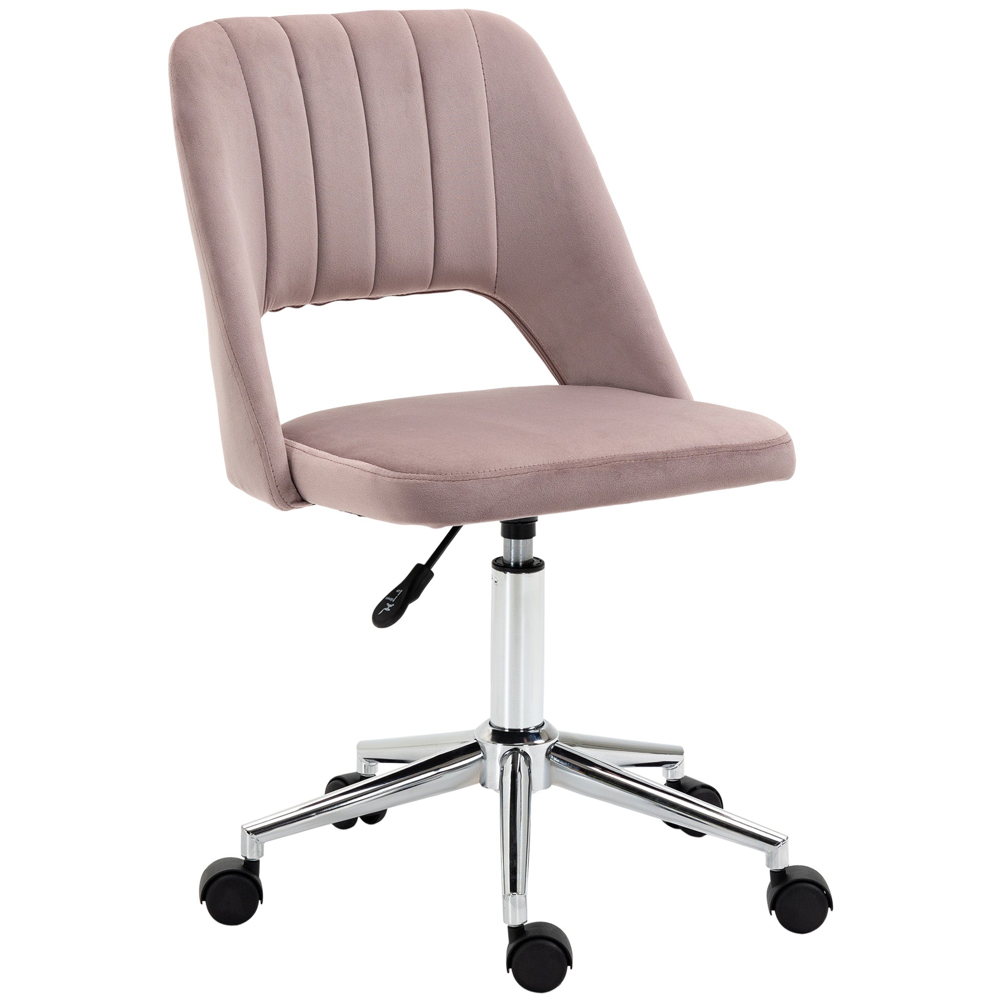 Vinsetto Armless Velvet-Feel Office Chair - Pink - North Peak Garden Furniture