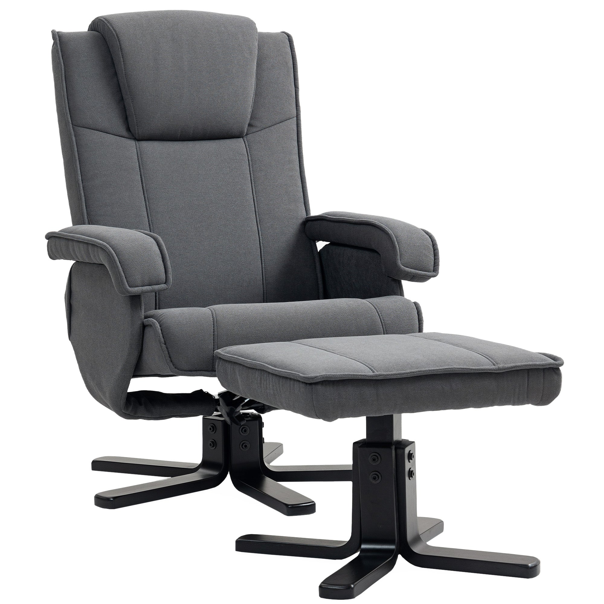 HOMCOM Rocker Swivel Recliner Chair with Footstool - Charcoal Grey Velvet - North Peak Garden Furniture