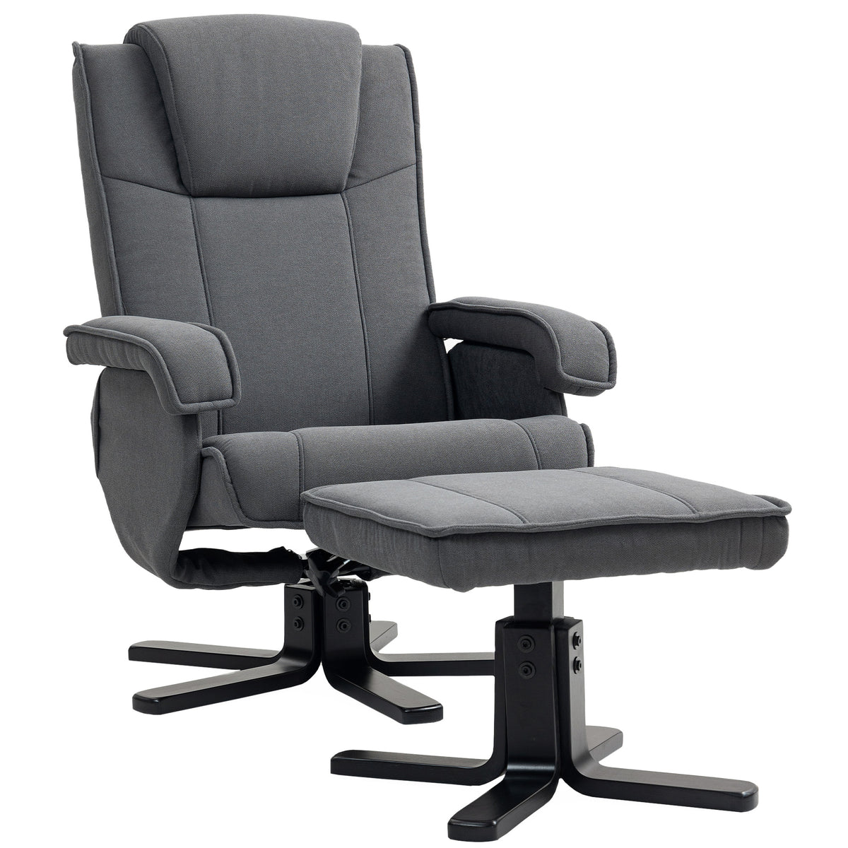 HOMCOM Rocker Swivel Recliner Chair with Footstool - Charcoal Grey Velvet