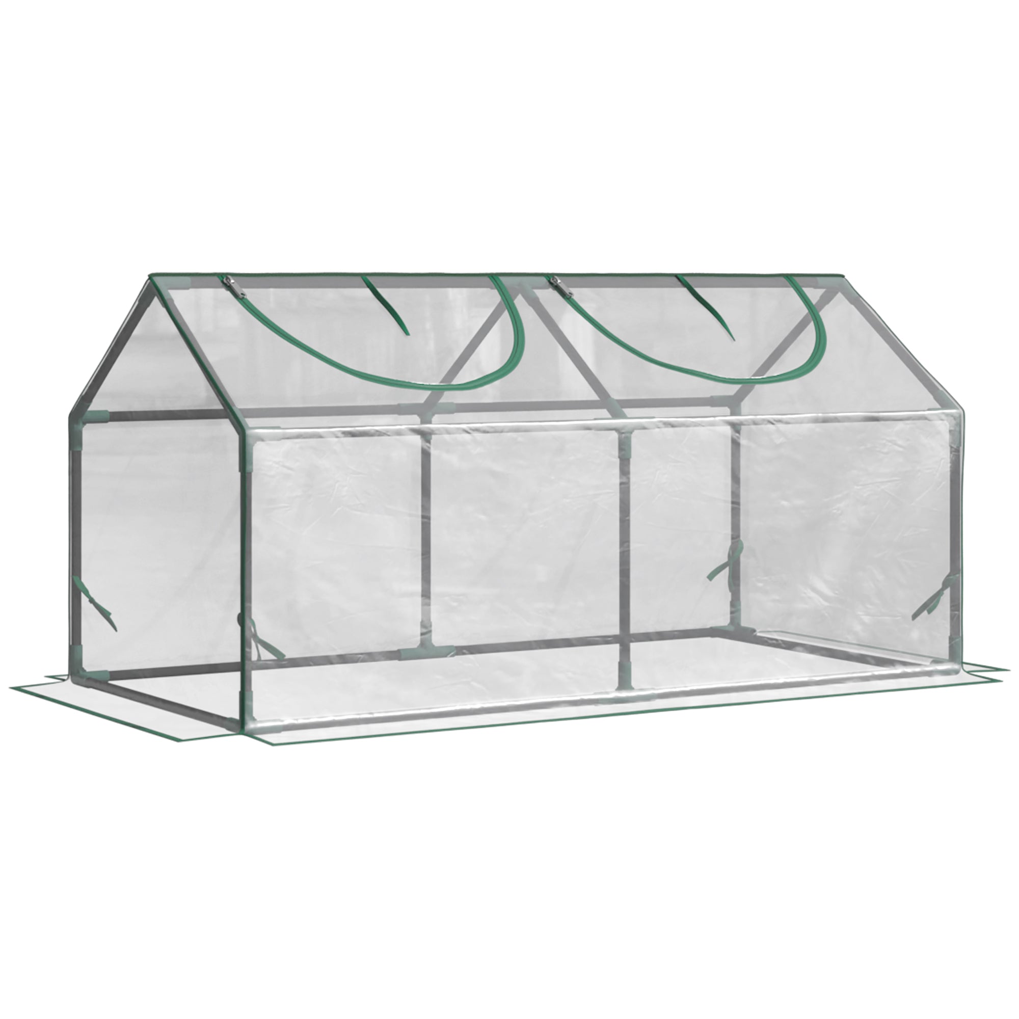 Outsunny Mini Greenhouse Portable Flower Planter Vegetable Grow House for Garden Backyard with Zipped Windows, 120 x 60 x 60 cm, Clear - North Peak Garden Furniture