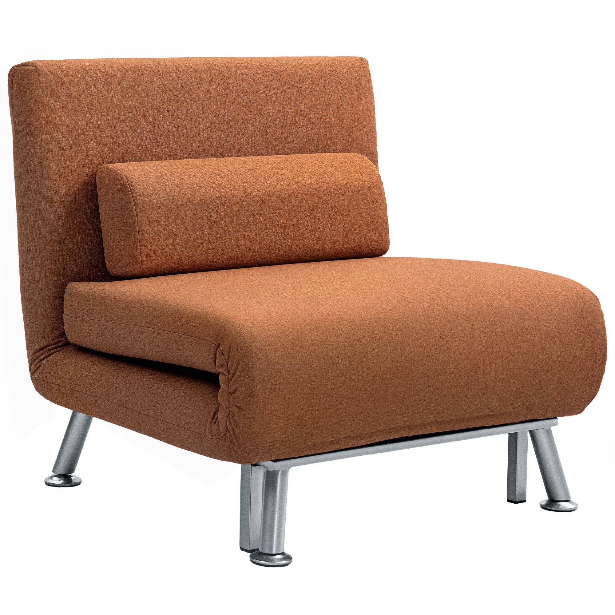 HOMCOM Single Linen-Feel Sleeper Chair - Coffee - North Peak Garden Furniture