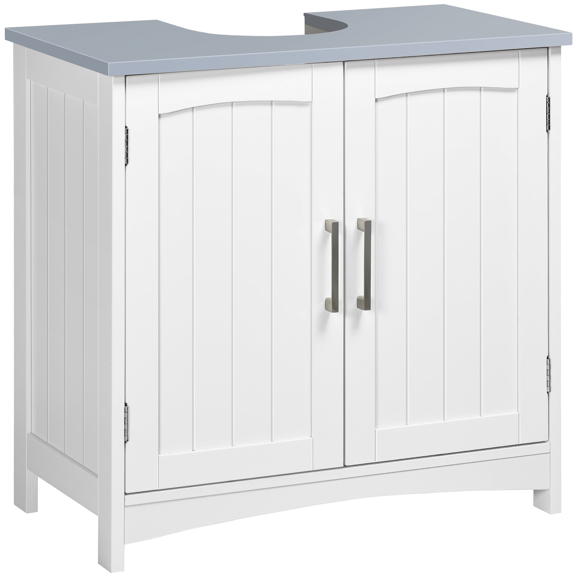 kleankin Pedestal Under Sink Cabinet with Double Doors, Modern Bathroom Vanity Unit, Storage Cupboard with Adjustable Shelves, White - North Peak Garden Furniture