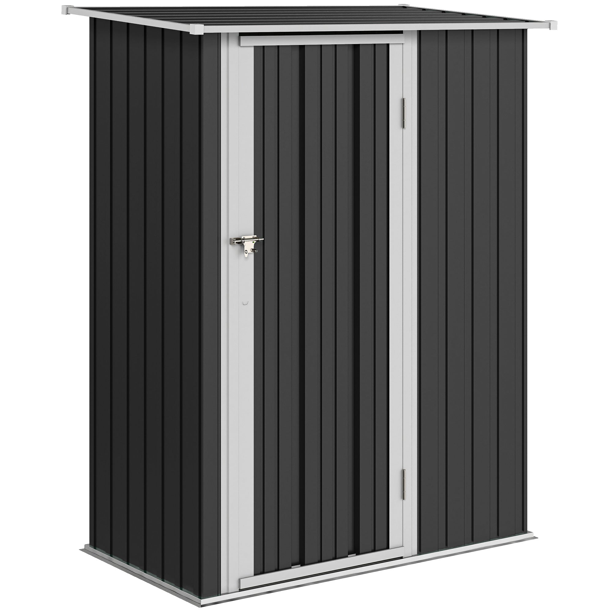 Outsunny 5ft x 3ft Garden Metal Storage Shed, Outdoor Tool Shed with Sloped Roof, Lockable Door for Tools, Equipment, Grey