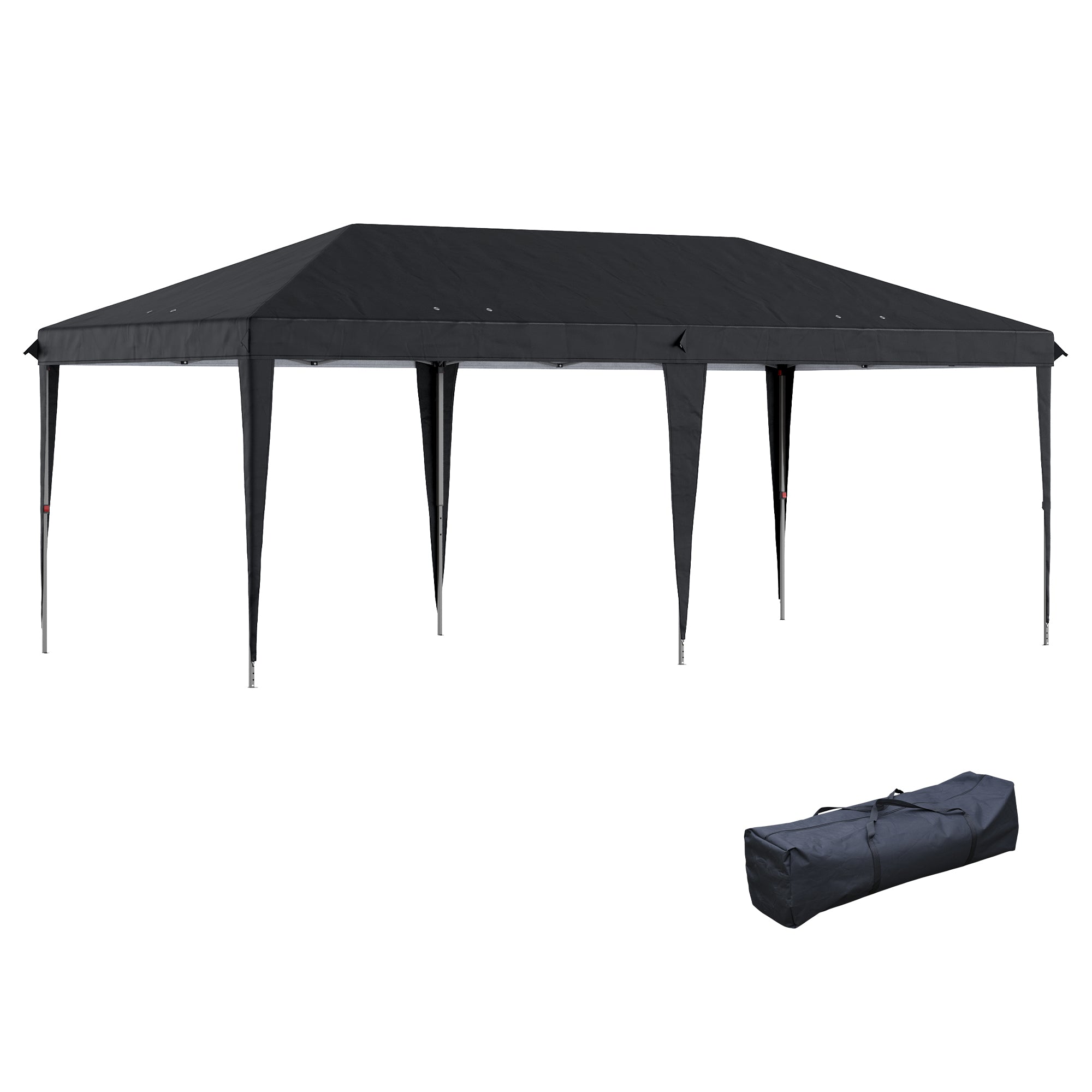 Outsunny 3 x 6 m Pop Up Gazebo, Foldable Canopy Tent, Height Adjustable Wedding Awning Canopy w/ Carrying Bag, Black - North Peak Garden Furniture