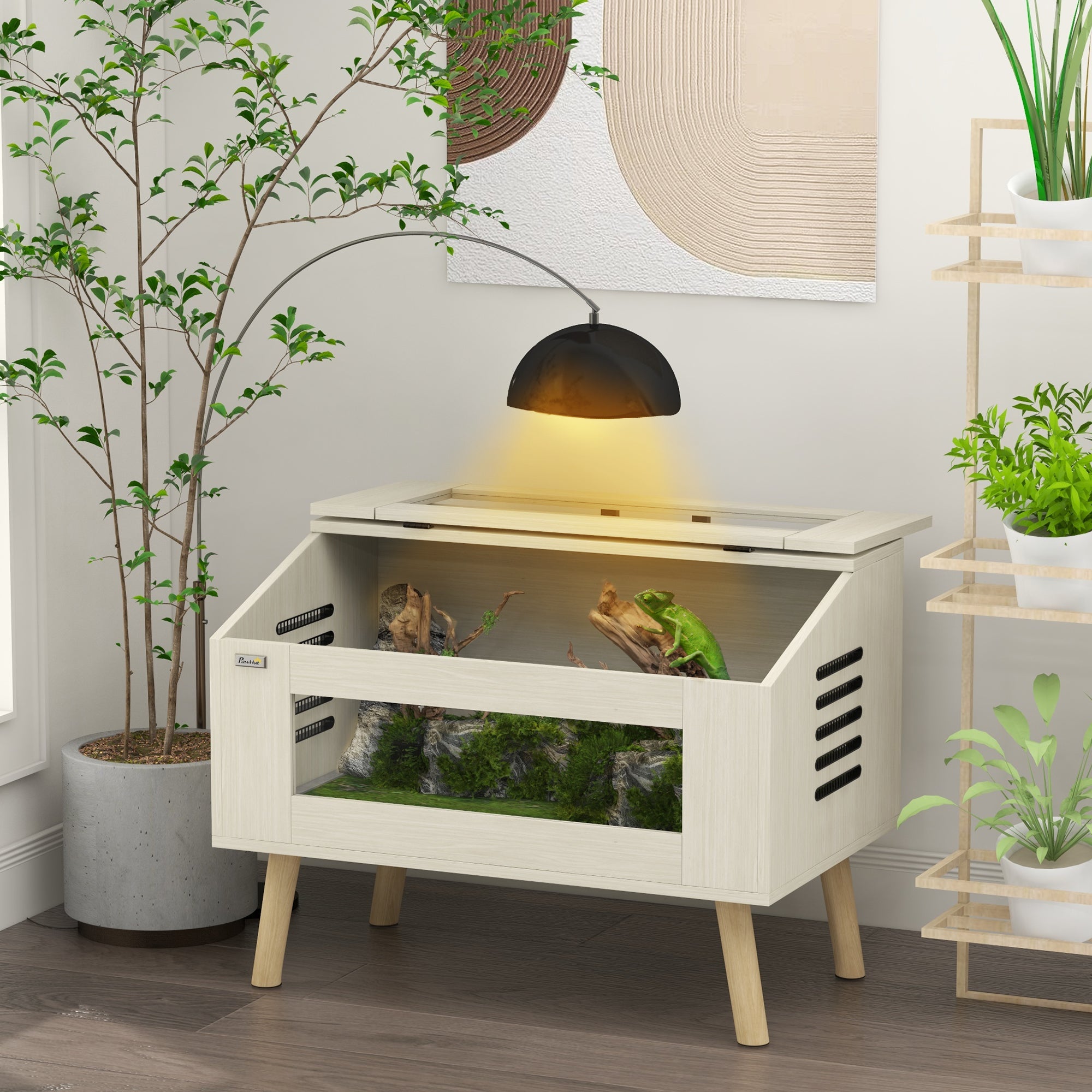 PawHut 111L Vivarium for Snakes, Lizards, Horned Frogs, Chameleons, Hamsters, Gerbils with Tempered Glass Windows - North Peak Garden Furniture