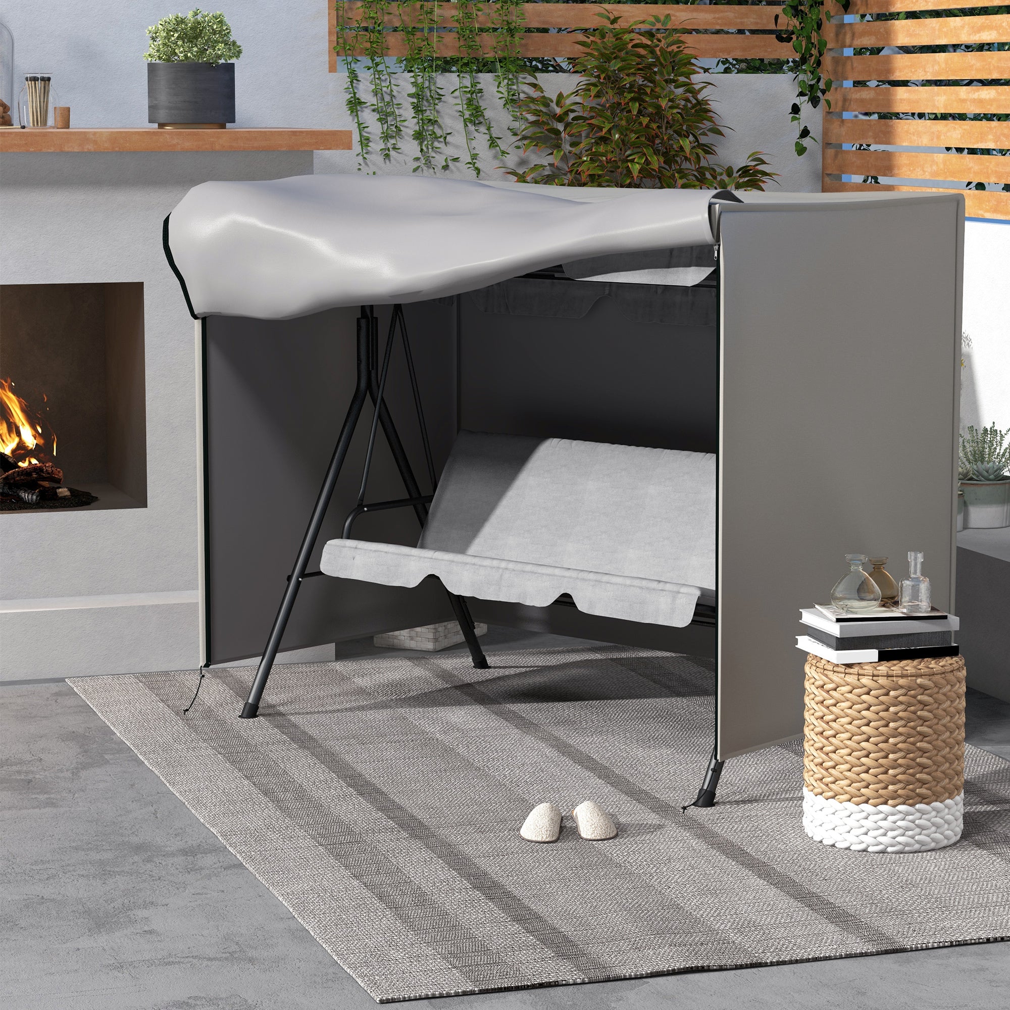 Outsunny 205 x 124cm Three-Seater Swing Chair Protective Cover Grey - North Peak Garden Furniture