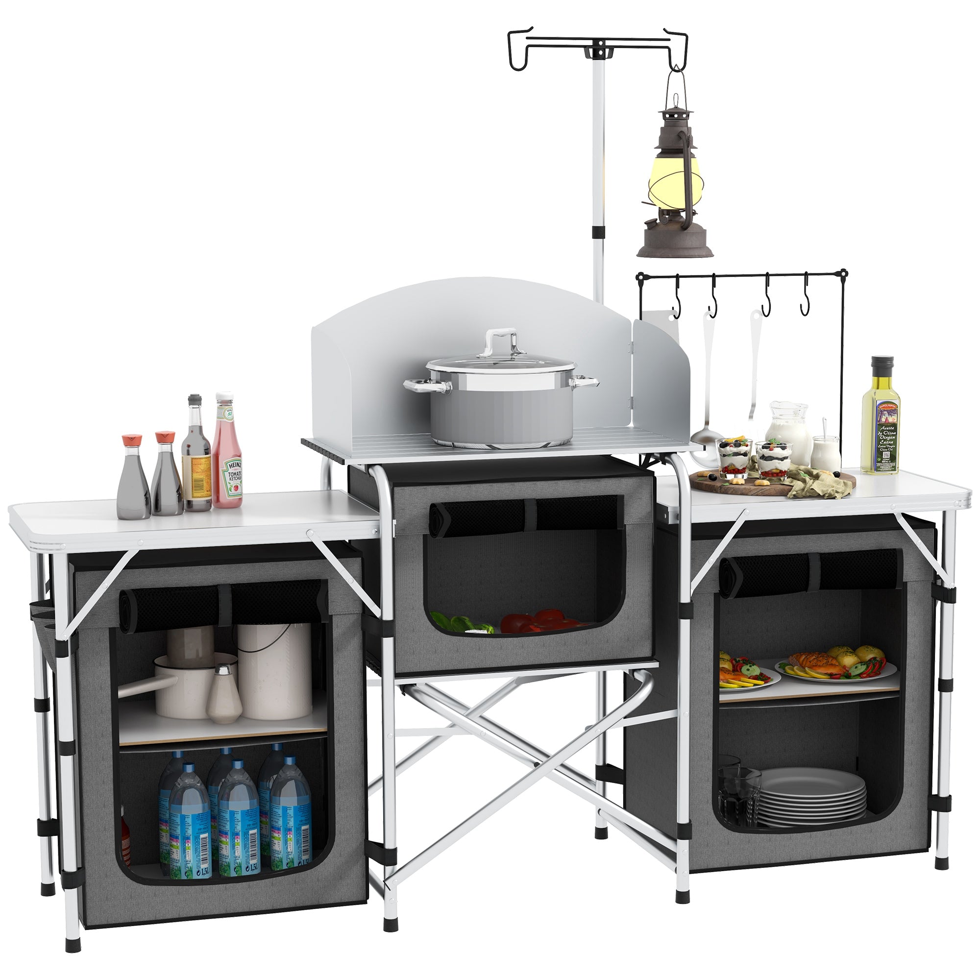Outsunny Multi-Storage Portable Camping Kitchen, with Carry Bag - North Peak Garden Furniture
