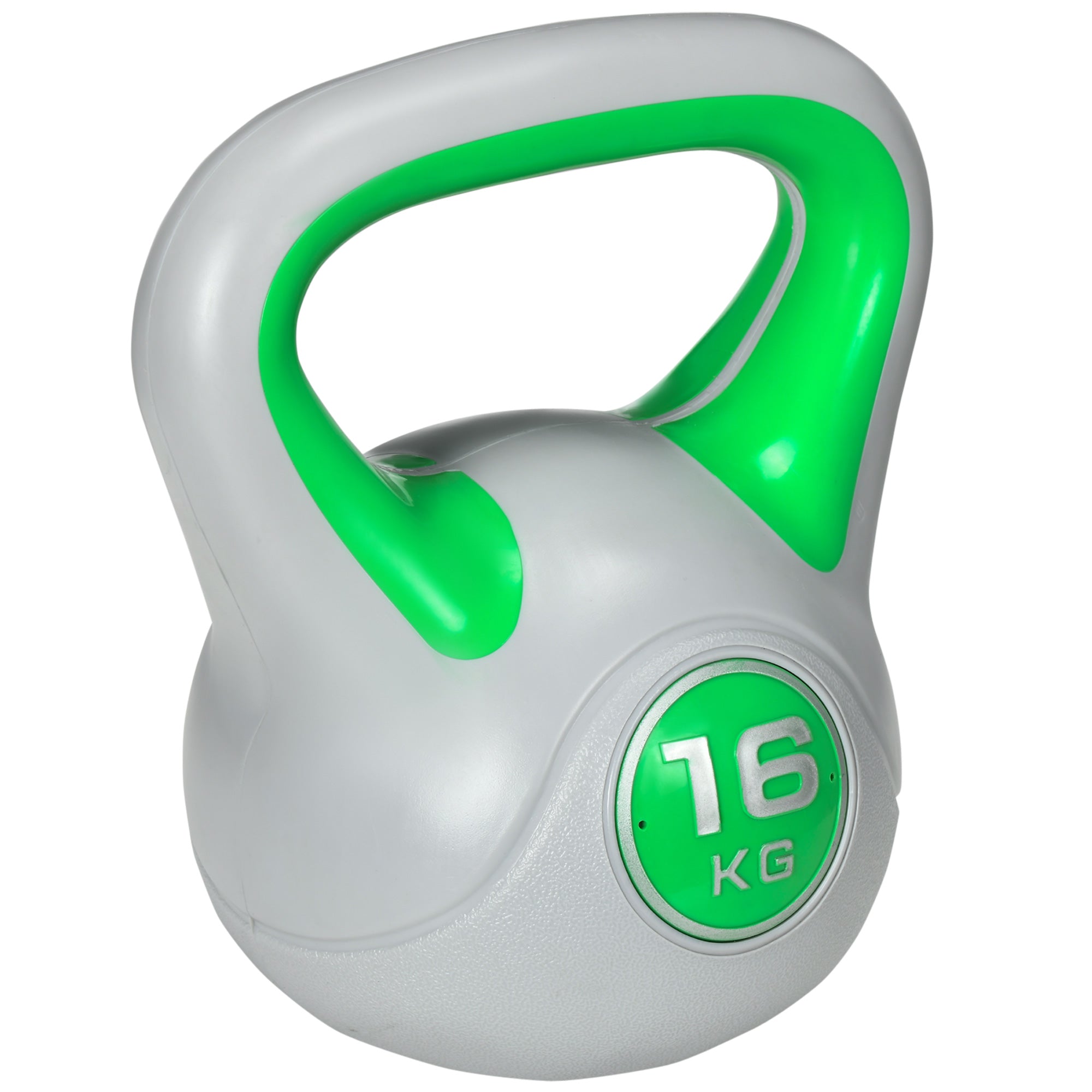 SPORTNOW Kettlebell, 16kg Kettle Bells with Handle for Home Gym Weight Lifting and Strength Training, Green and Grey - North Peak Garden Furniture