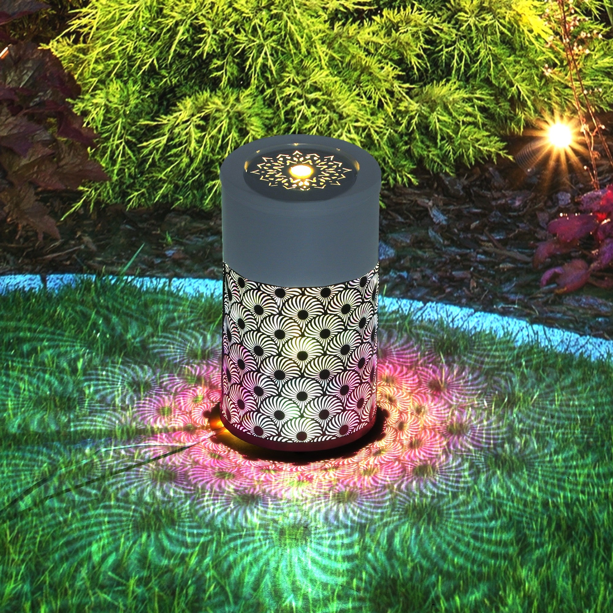Outsunny 30 cm Tall Garden Waterfall Fountain with LED Lights and Pump, Garden Water Feature Water Fountain with Adjustable Flow and Cut-out Design for Indoor and Outdoor Decor, Light Grey - North Peak Garden Furniture