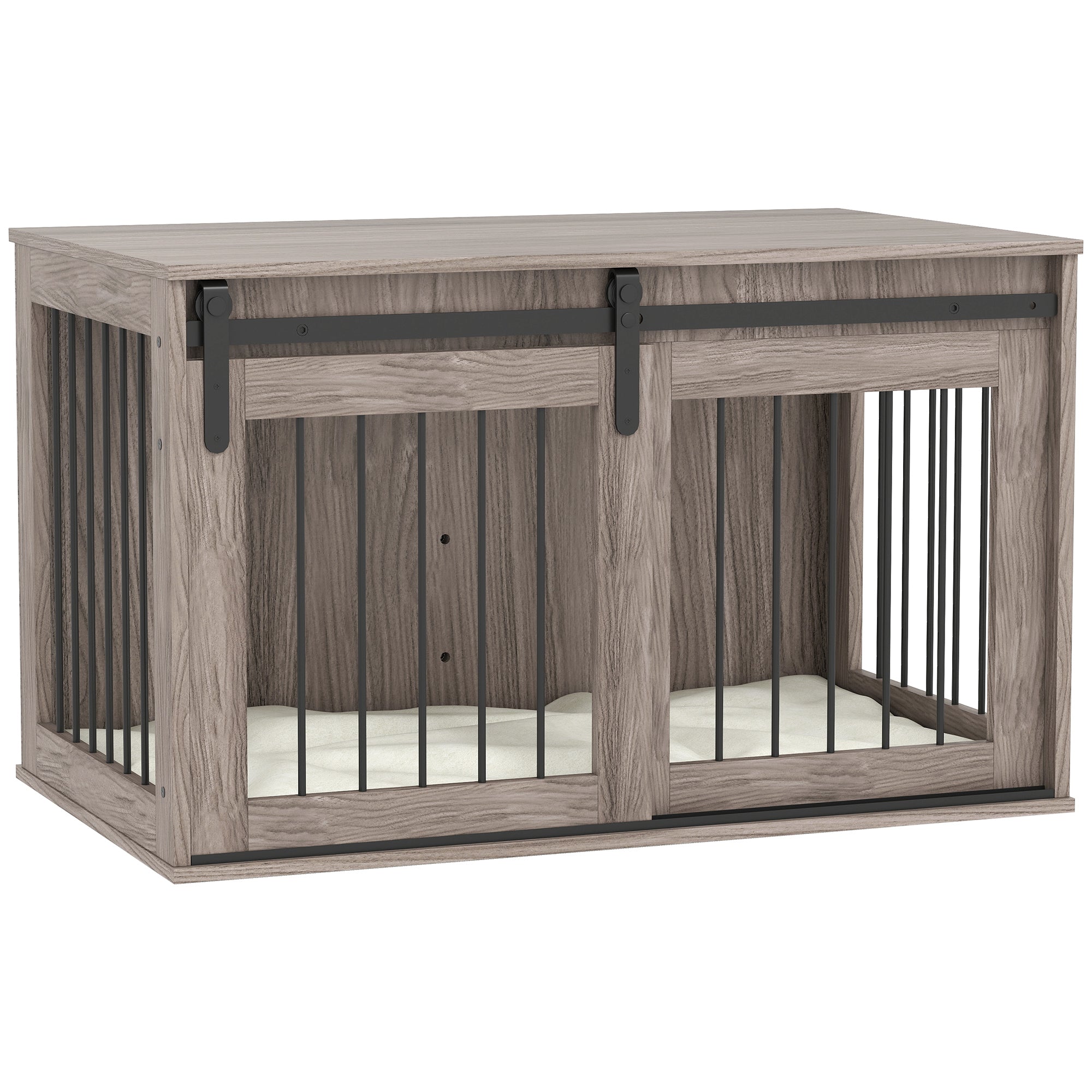 PawHut 98cm Dog Crate Furniture with Removable Cushion for Large Dogs - Brown - North Peak Garden Furniture