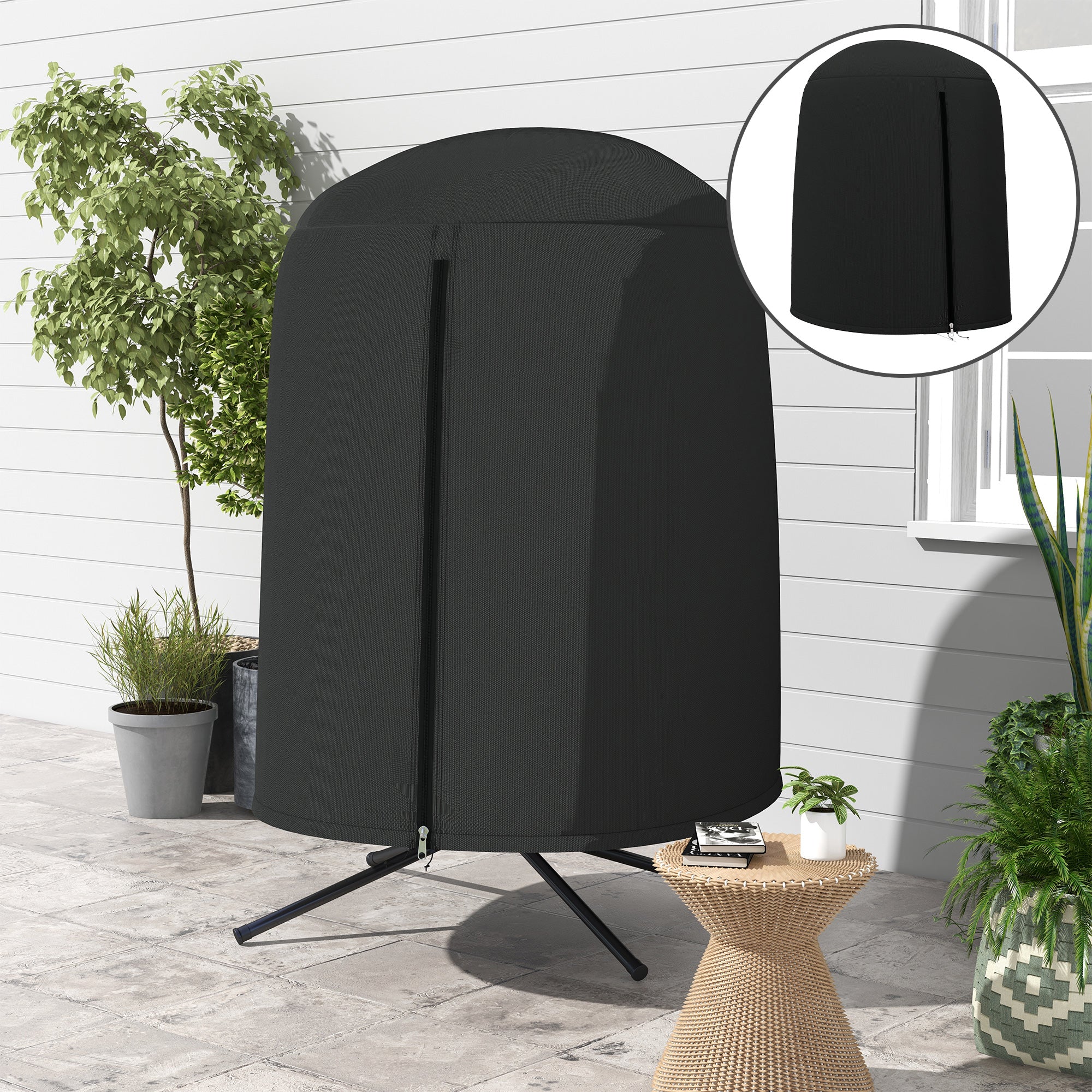 Outsunny 190 x Φ128cm Hanging Egg Chair Furniture Cover - Black - North Peak Garden Furniture