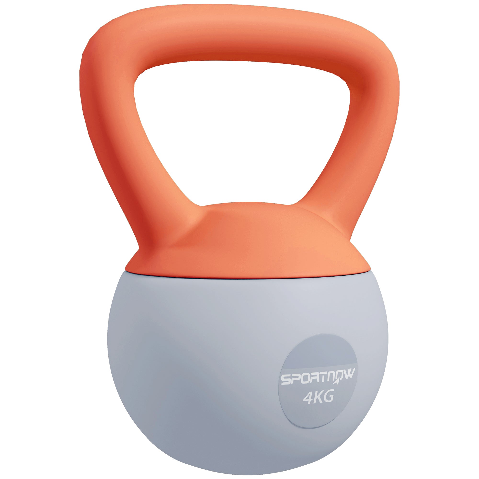 SPORTNOW Soft Kettlebell, 4kg Kettle Bell with Non-Slip Handle for Home Gym Weight Lifting and Strength Training, Orange and Grey - North Peak Garden Furniture