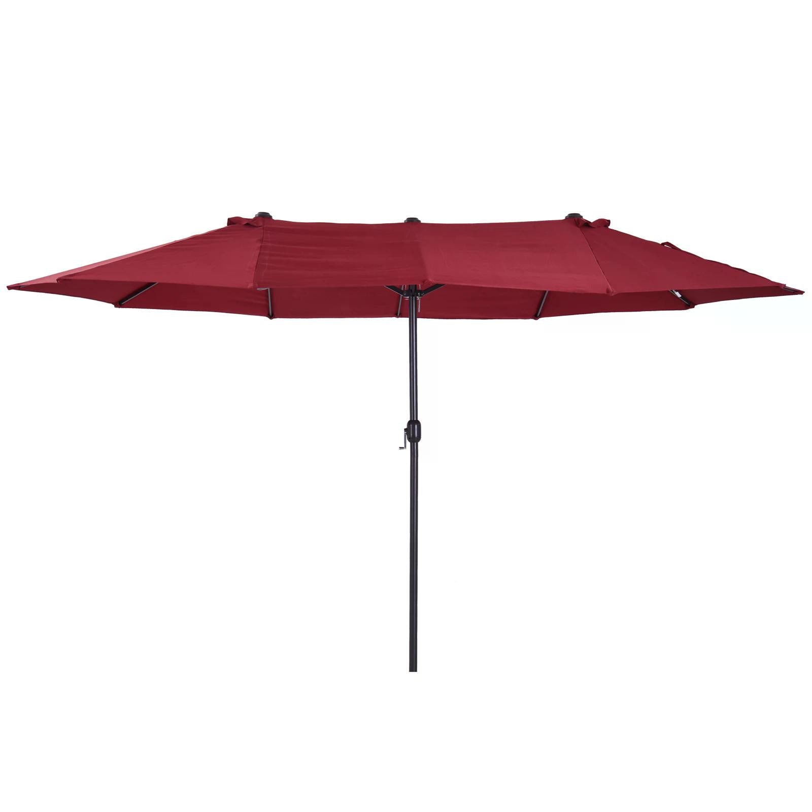 Outsunny 4.6m Double-Sided Patio Parasol Sun Umbrella-Wine Red - North Peak Garden Furniture