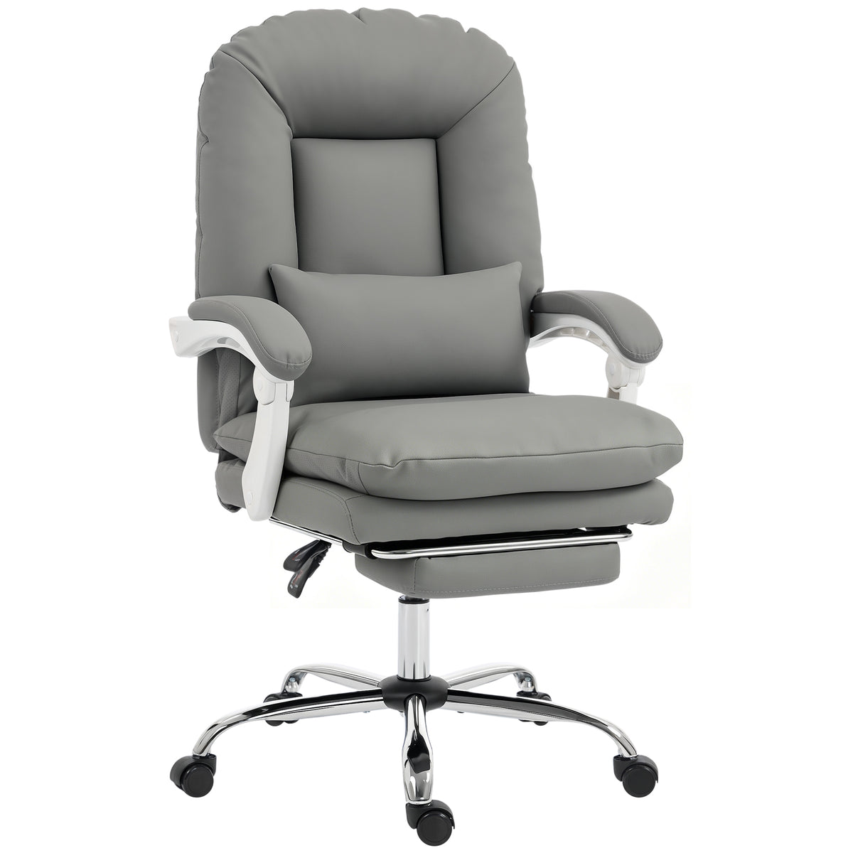 HOMCOM Ergonomic Executive Office Chair, Velvet Reclining Desk Chair with Lumbar Support, Footrest, Plush Thick Cushion, Grey