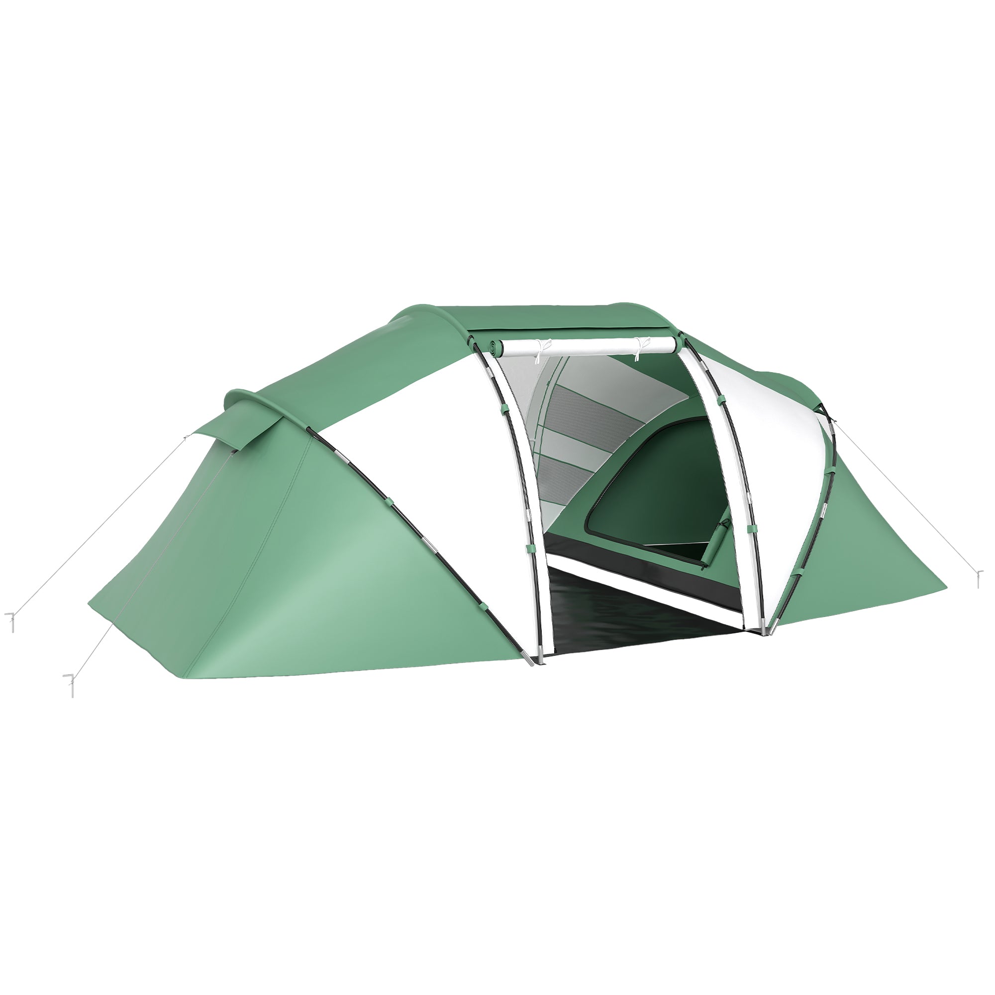 Outsunny 4-6 Man UV Protection Camping Tent - Green and White - North Peak Garden Furniture
