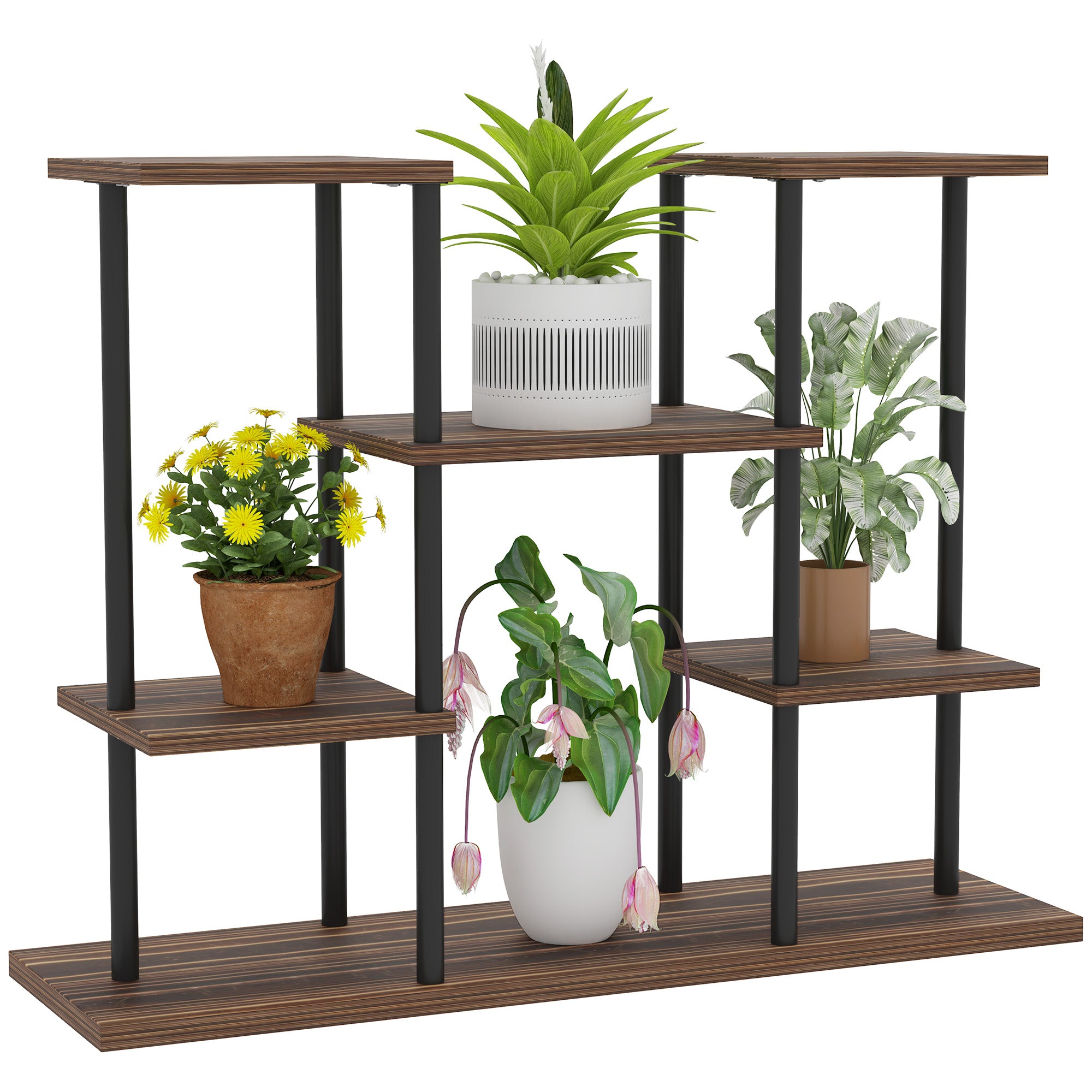 Outsunny Four-Tier Wooden Shelf Plant Stand - North Peak Garden Furniture