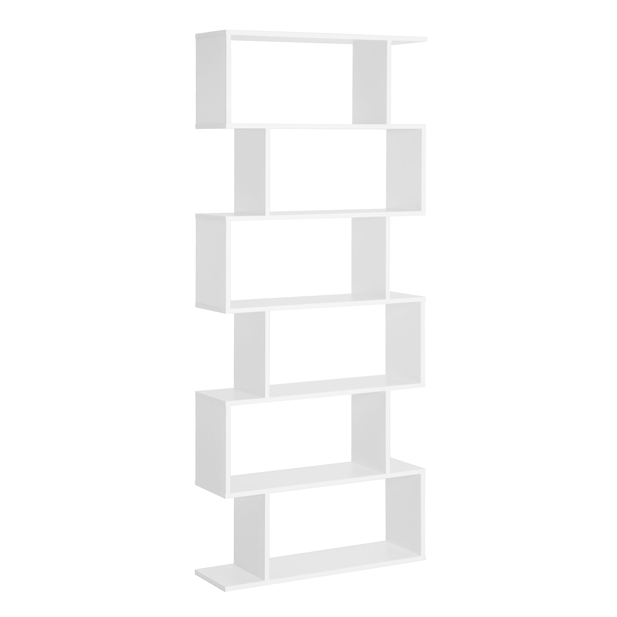 HOMCOM Wooden Wood S Shape Storage Display 6 Shelves Room Divider Unit Chest Bookshelf Bookcase Cupboard Cabinet Home Office Furniture (White) - North Peak Garden Furniture