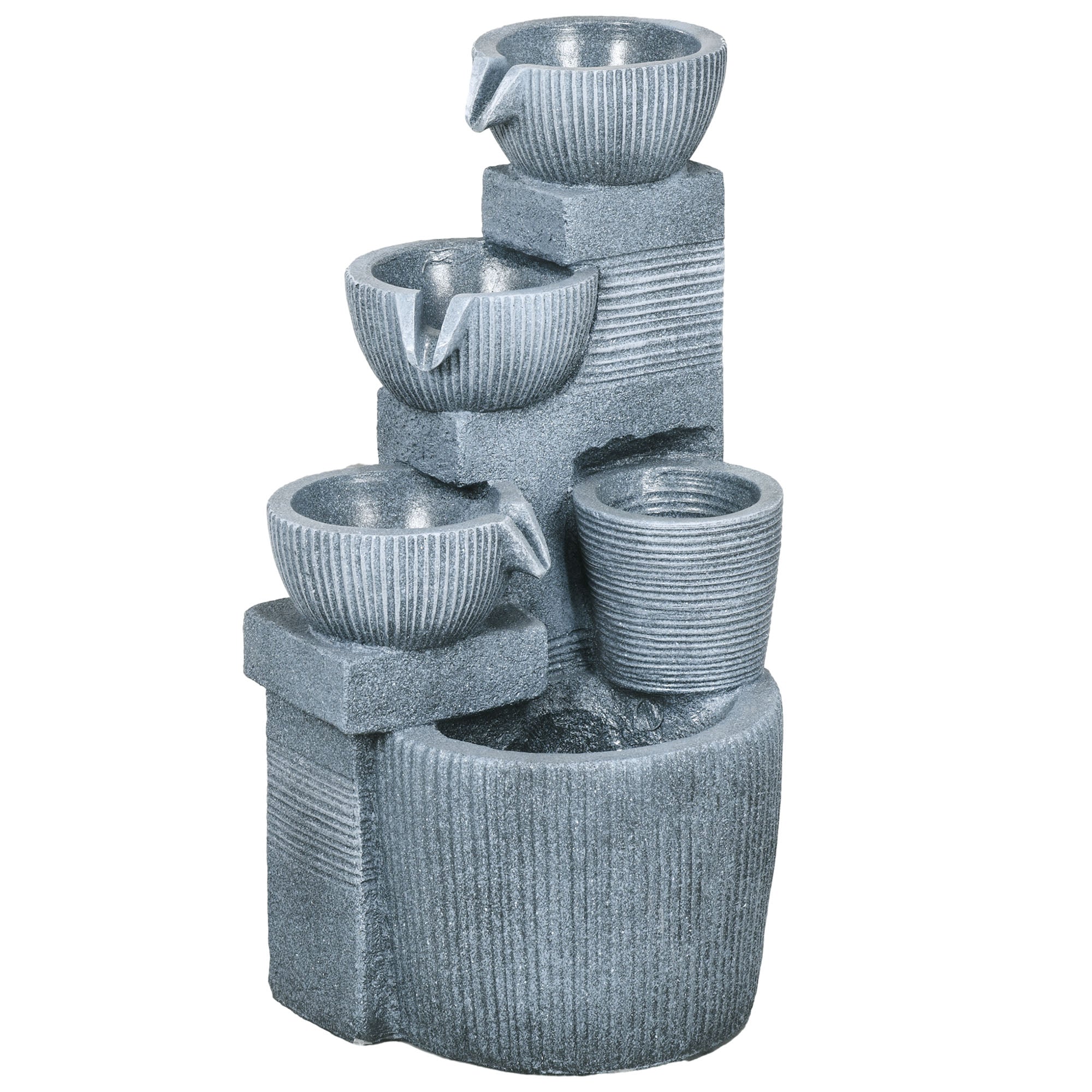 Outsunny Solar Powered Outdoor Water Fountain - Dark Grey - North Peak Garden Furniture