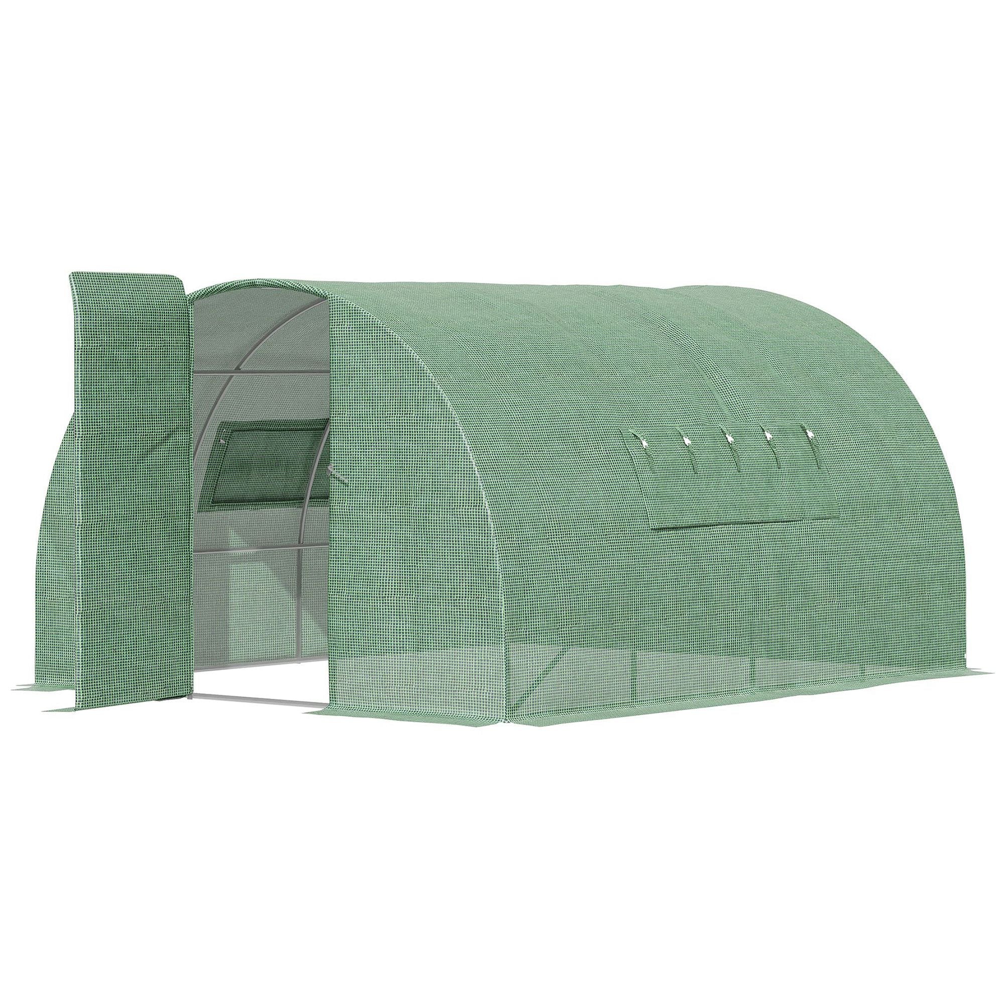 Outsunny Reinforced Walk in Polytunnel Greenhouse, 4x3x2 m - North Peak Garden Furniture