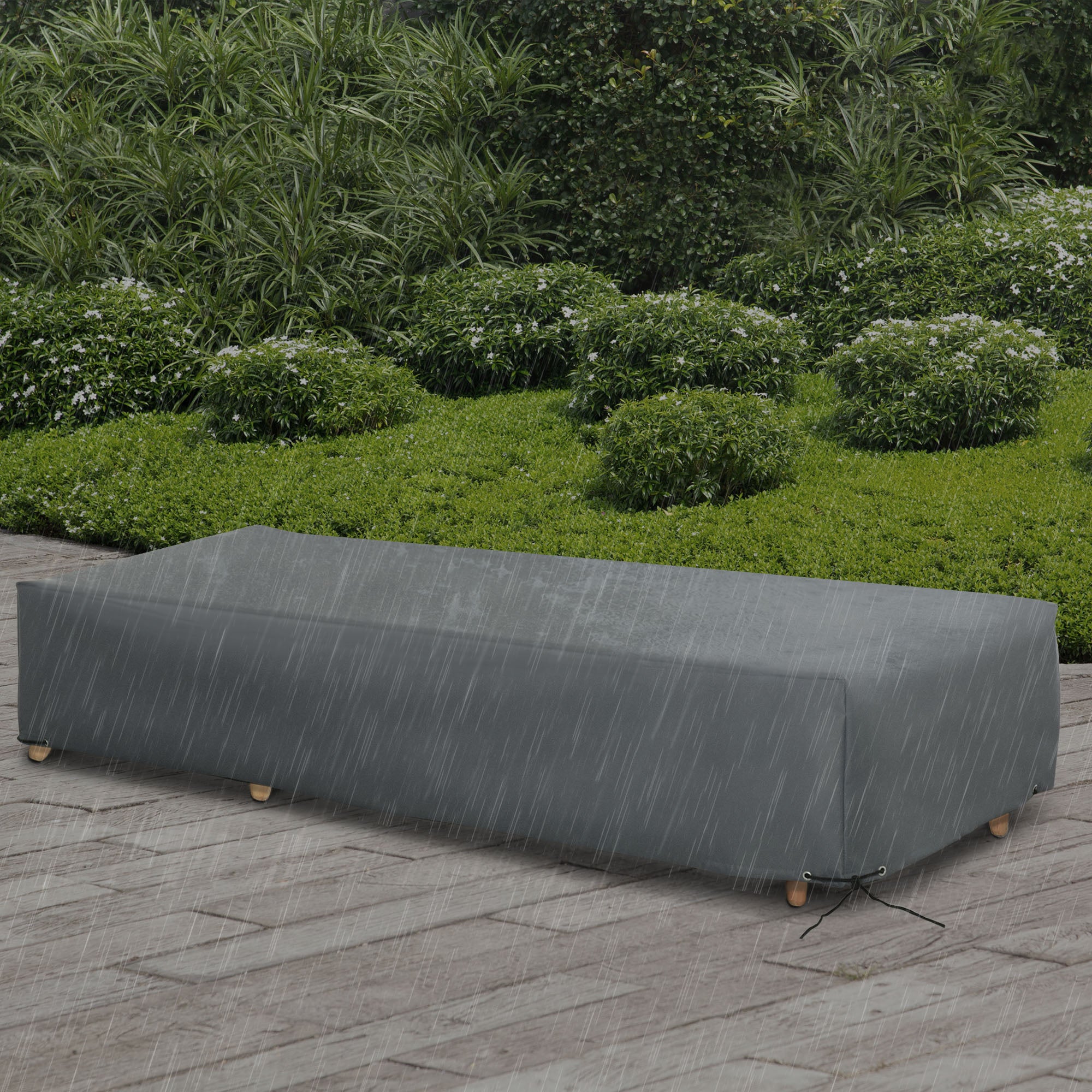 Outsunny 200x73cm Outdoor Garden Rattan Furniture Protective Cover Water UV Resistant Grey - North Peak Garden Furniture
