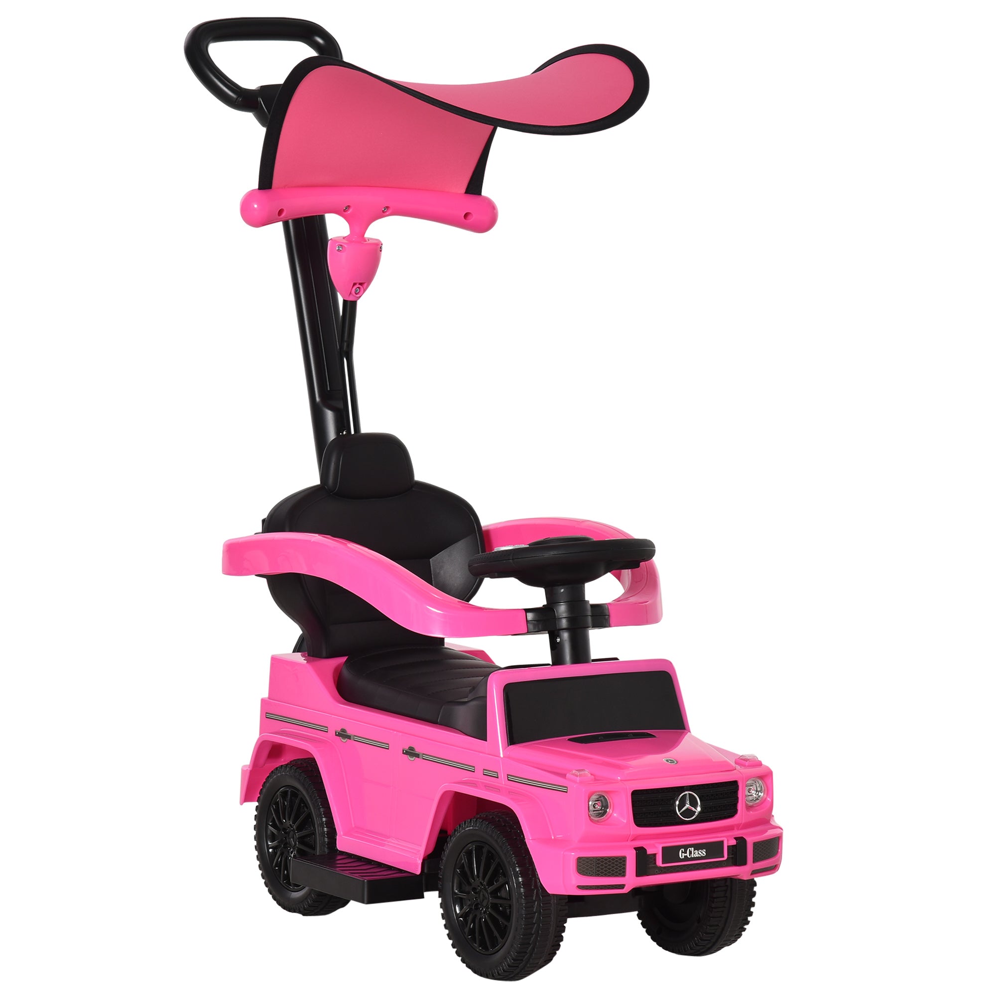 HOMCOM 3 in 1 Kids Children Ride on Push Car Toddler Sliding Car G350 Licensed Walker Foot to Floor Slider Push-Along with Horn Steering Wheel NO POWER Manual, Pink - North Peak Garden Furniture