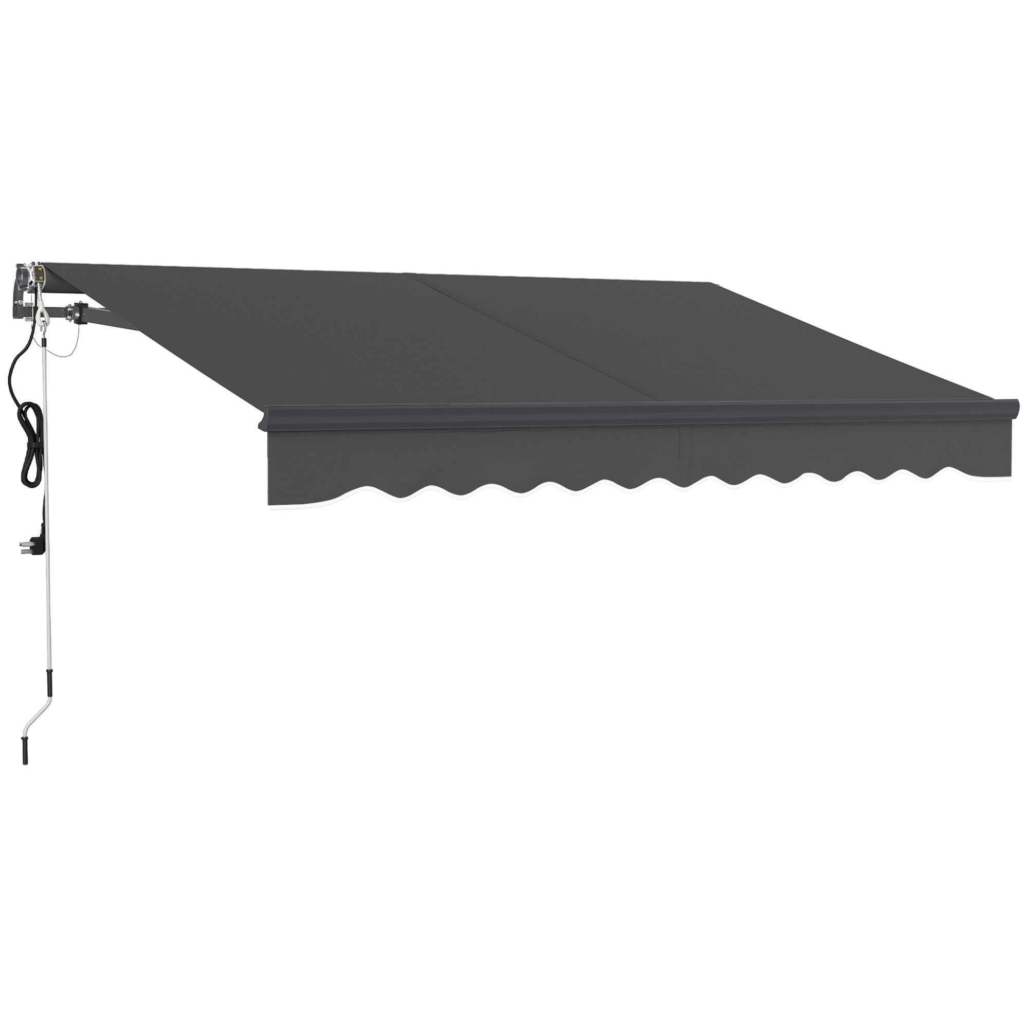 Outsunny 3 x 2.5m Electric Awning with Remote Controller, Aluminium Frame DIY Retractable Awning, UV30+ Sun Shade Canopy for Garden Patio Deck Door Window, Dark Grey - North Peak Garden Furniture