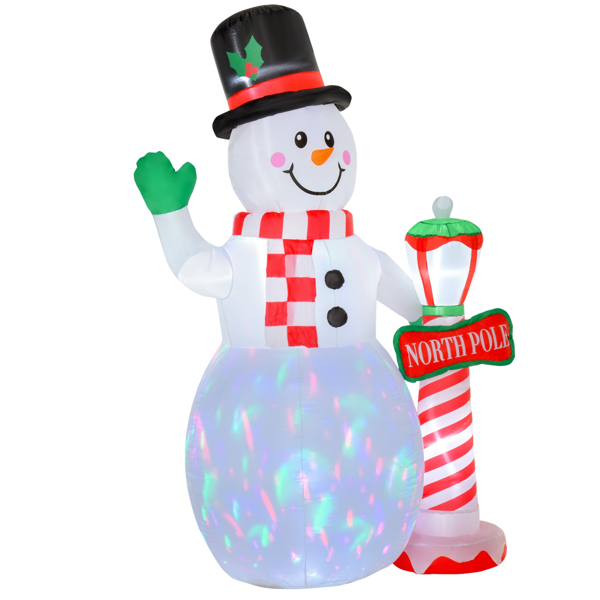HOMCOM 8ft Tall Christmas Inflatable Snowman with Street Lamp, Lighted for Home Indoor Outdoor Garden Lawn Decoration Party Prop - North Peak Garden Furniture