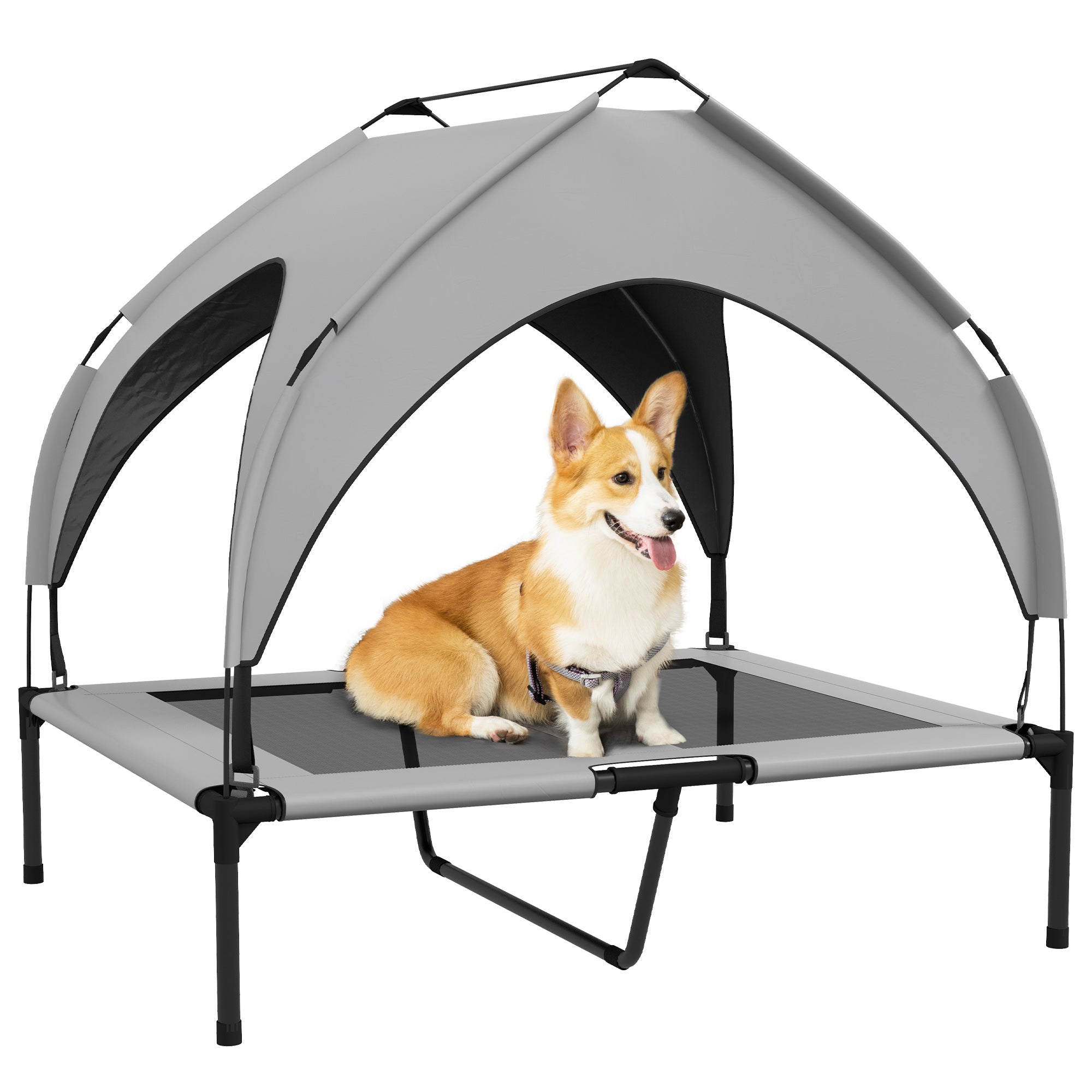 PawHut Cooling Raised Pet Bed w/ Washable Breathable Mesh, for Medium, Large Dogs, 91 x 76 x 89cm - Light Grey - North Peak Garden Furniture
