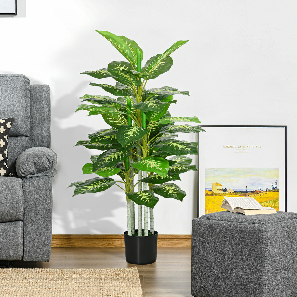 HOMCOM Artificial Evergreen Tree Fake Decorative Plant in Nursery Pot for Indoor Outdoor Decor, 120cm