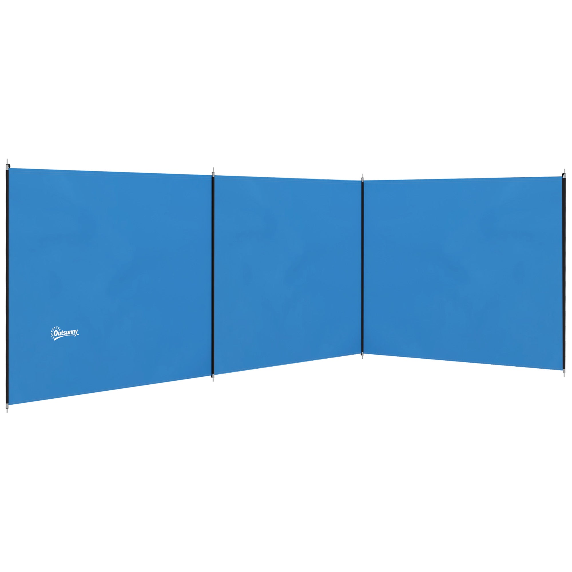 Outsunny 5 Pole Camping Windbreaks, Beach Wind Shield Shelter with Carry Bag and Steel Poles, Outdoor Caravan Privacy Shield, 540cm x 150cm, Blue - North Peak Garden Furniture