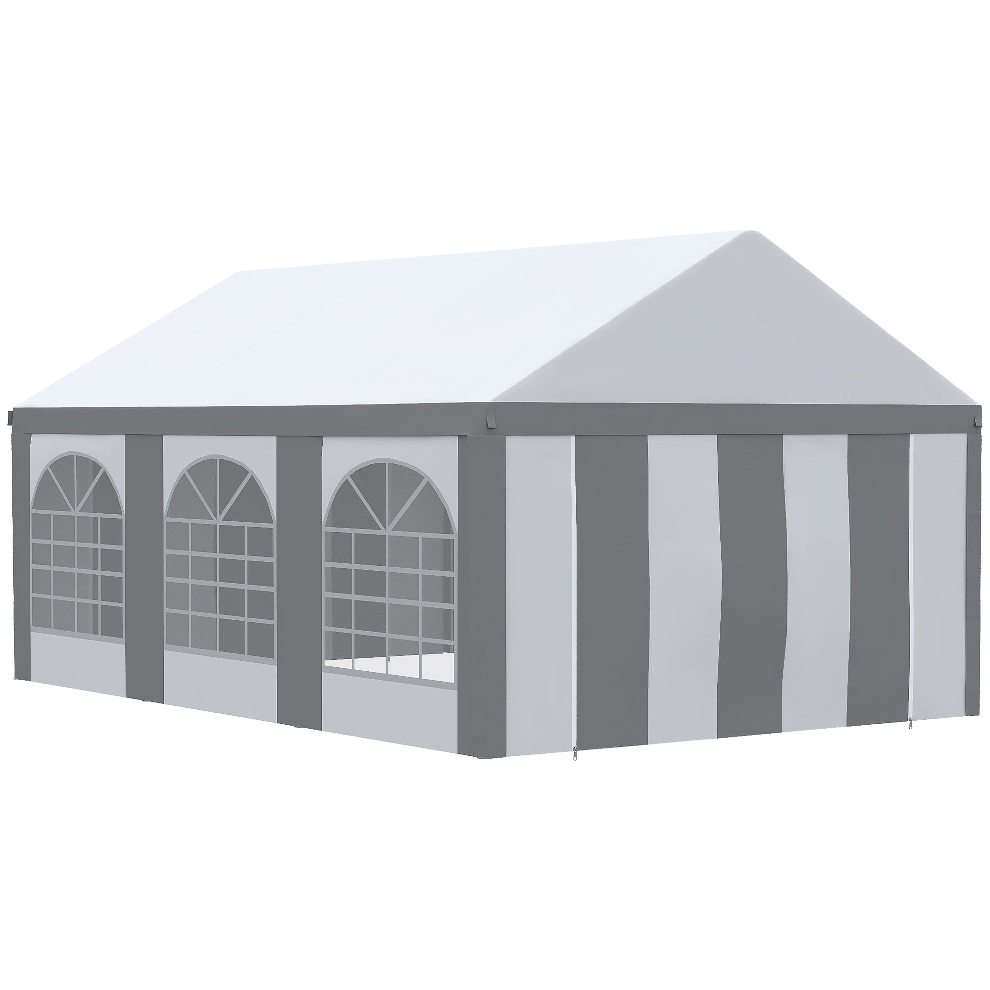 Outsunny 6 x 4m Galvanised Party Tent, Marquee Gazebo with Sides, Six Windows and Double Doors, for Parties, Wedding and Events - North Peak Garden Furniture
