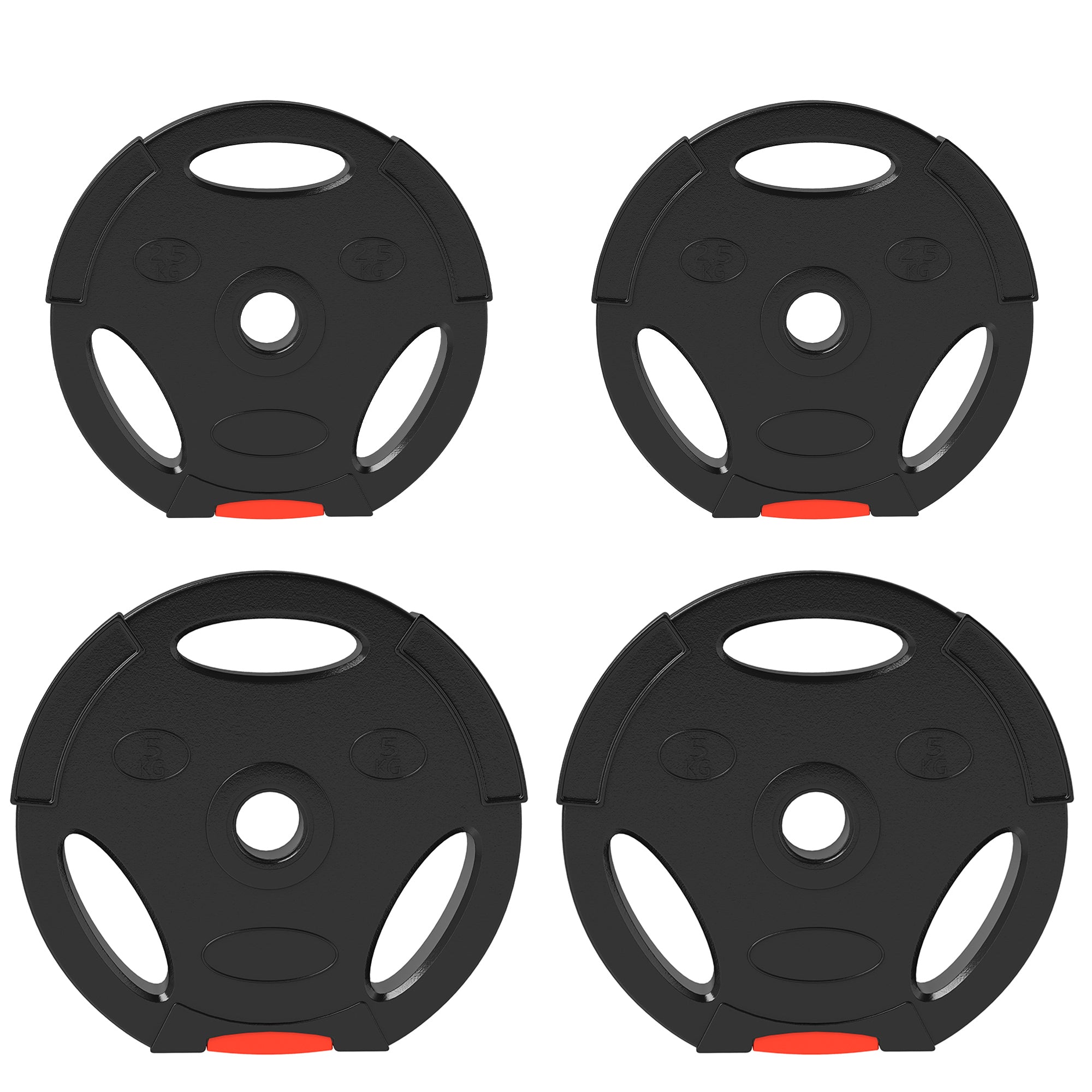 SPORTNOW Olympic Weight Plates Set, with Two 5kg and Two 2.5kg weights, Black