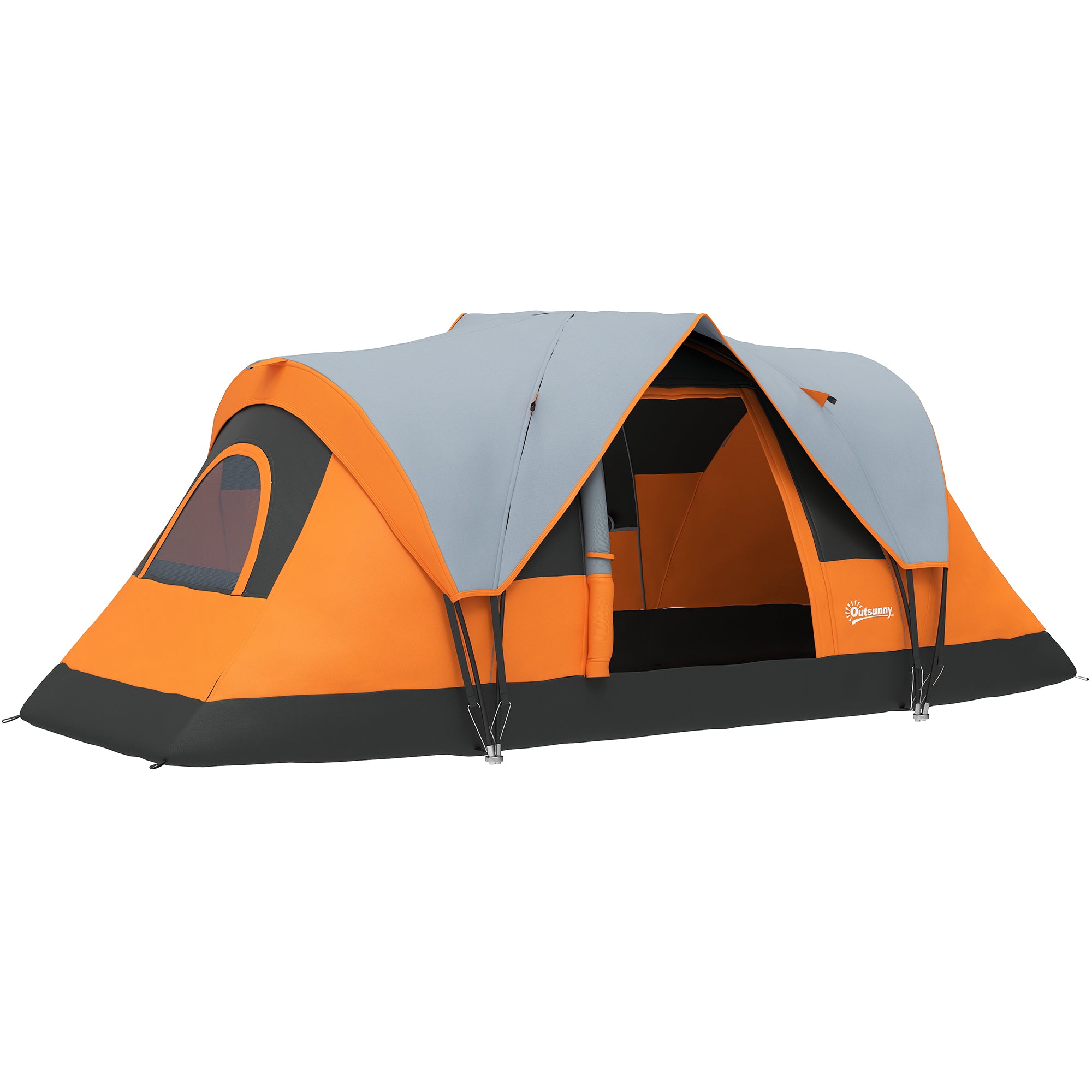 Outsunny 5-6 Man Dome Camping Tent - Orange - North Peak Garden Furniture
