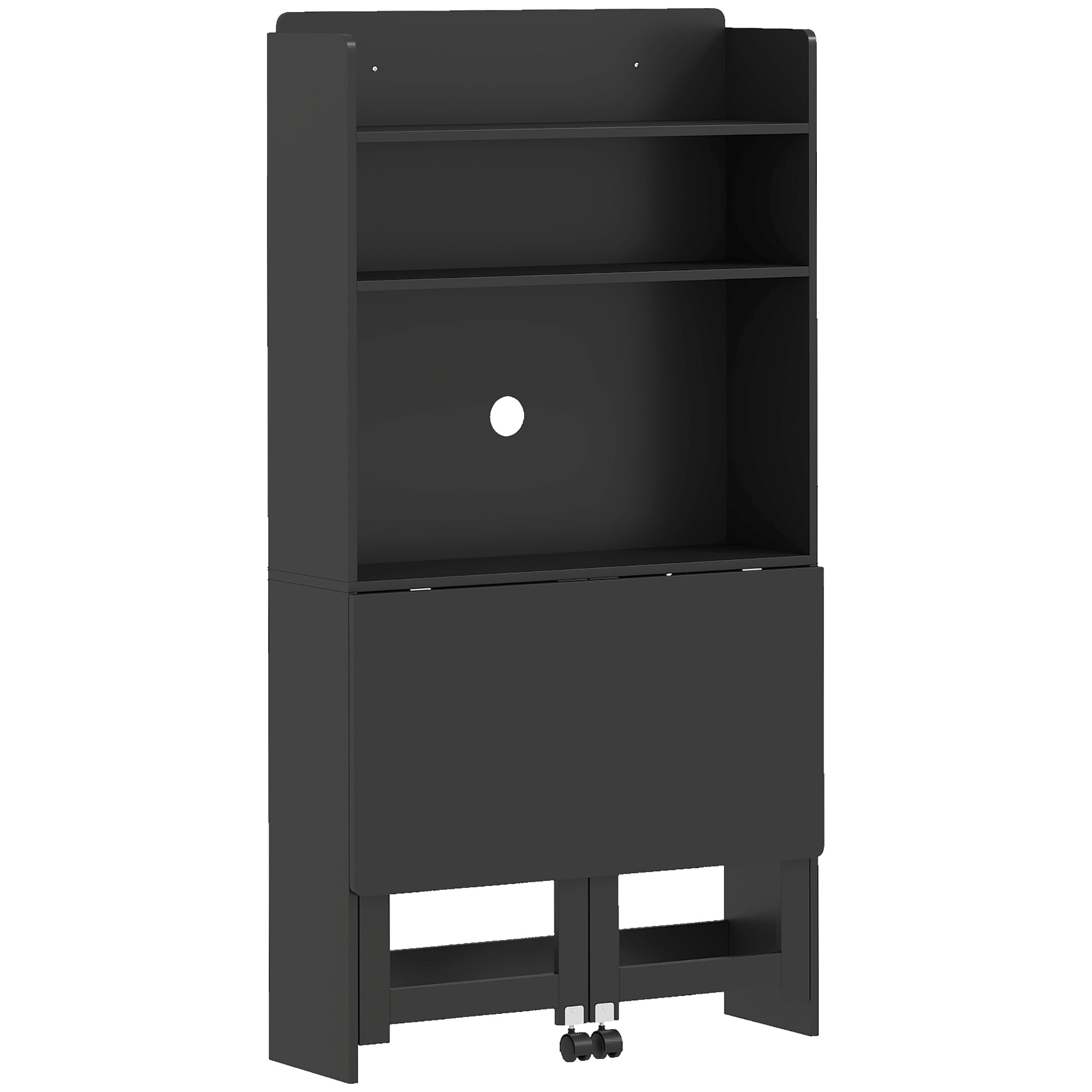 HOMCOM Foldable Desktop, Computer Desk with Storage Shelves, 80 x 69 x 155 cm, Black