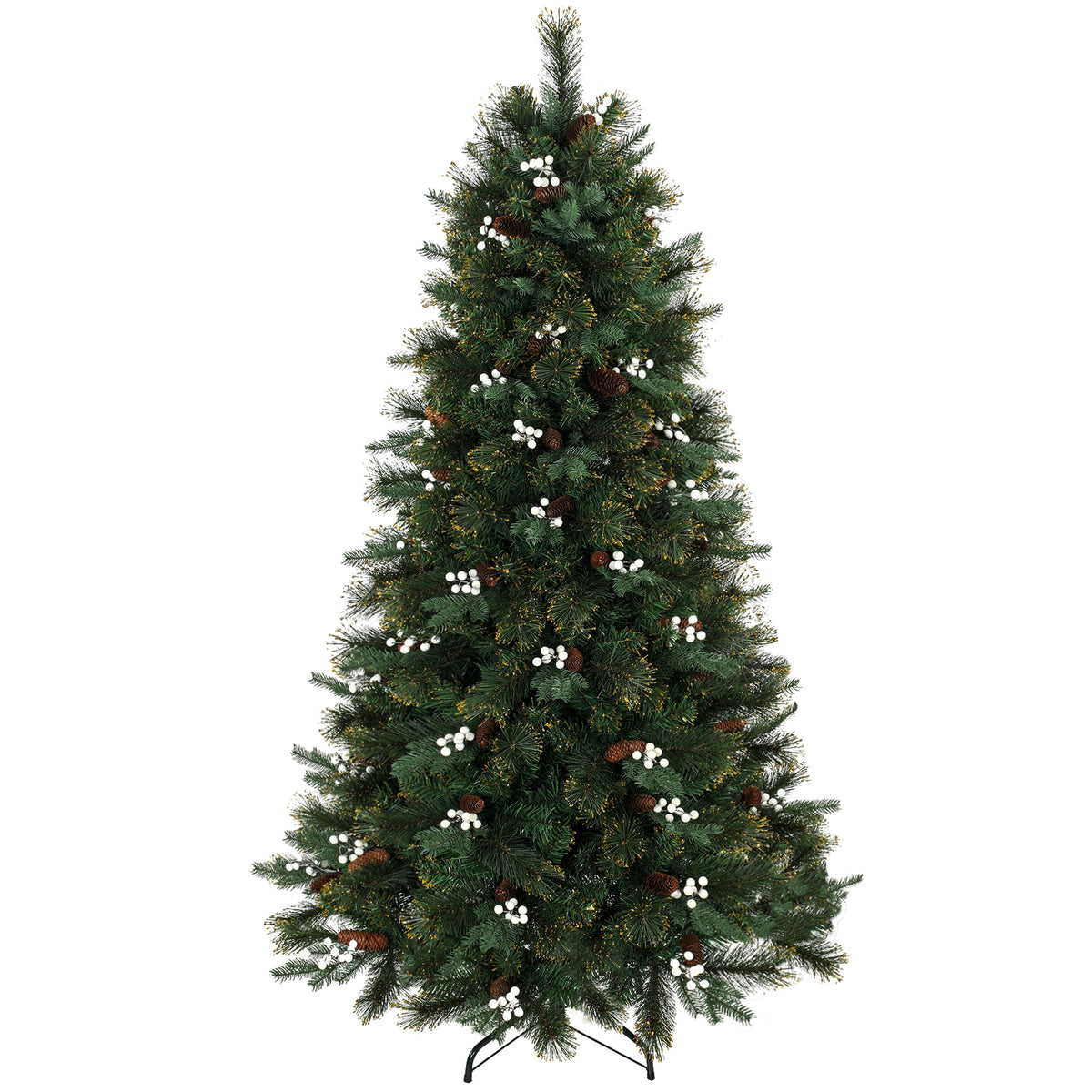 HOMCOM 6ft Artificial Christmas Tree, Fir Hinged Xmas Tree with 716 Branch Tips, Foldable Metal Stand, Easy Assembly, Green