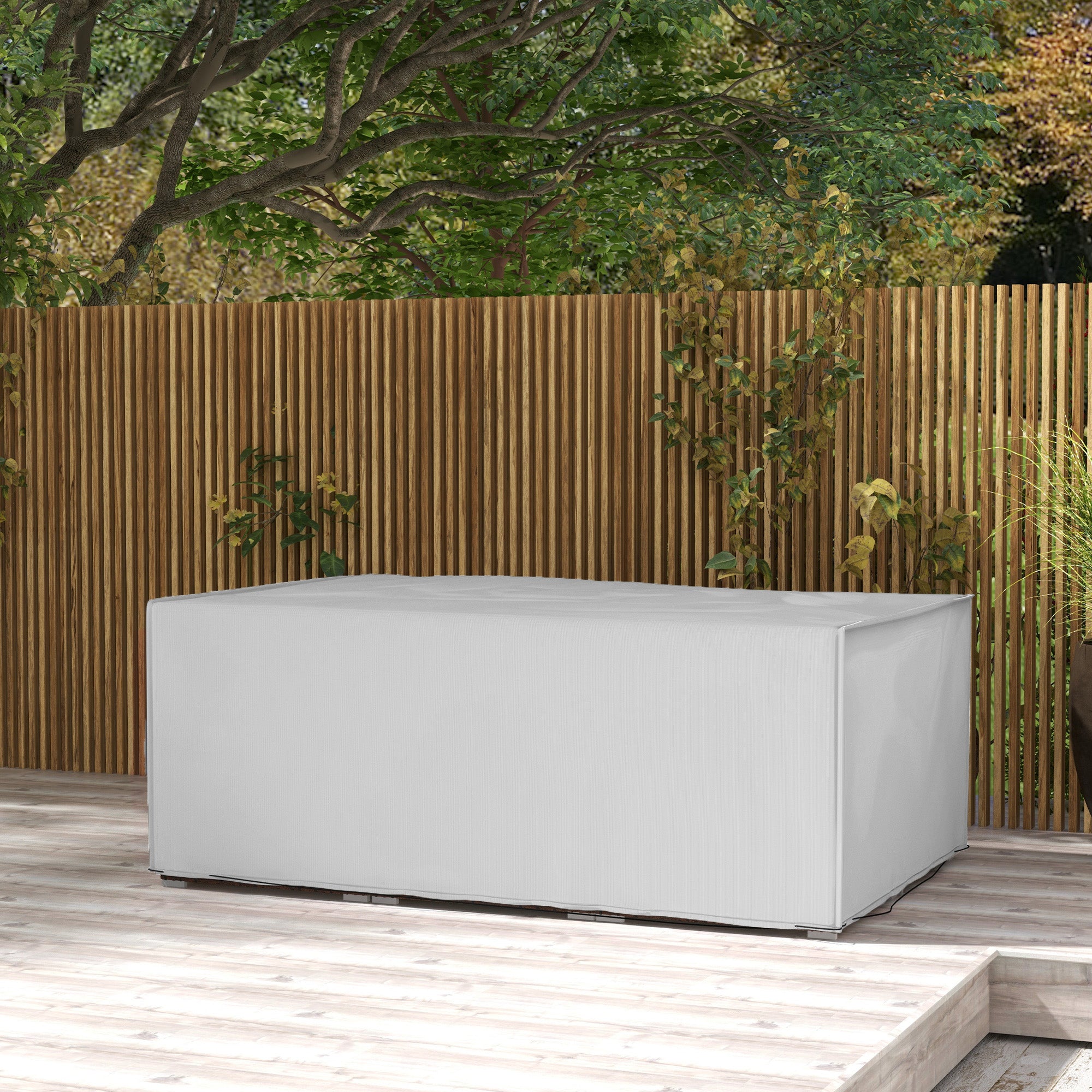 Outsunny 600D Oxford Patio Set Cover Outdoor Garden Rattan Furniture Protection Cover Protector Waterproof Anti-UV, Grey, 210 x 140 x 80cm - North Peak Garden Furniture