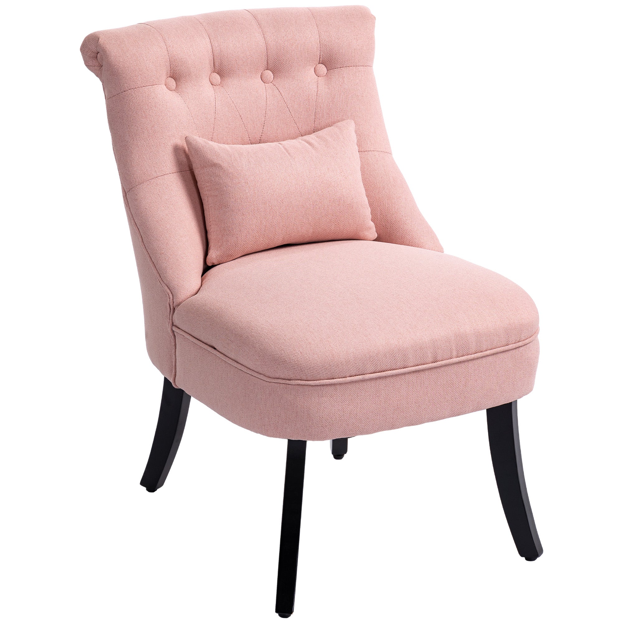 HOMCOM Fabric Single Sofa Dining Chair Tub Chair Upholstered W/ Pillow Solid Wood Leg Home Living Room Furniture Pink - North Peak Garden Furniture