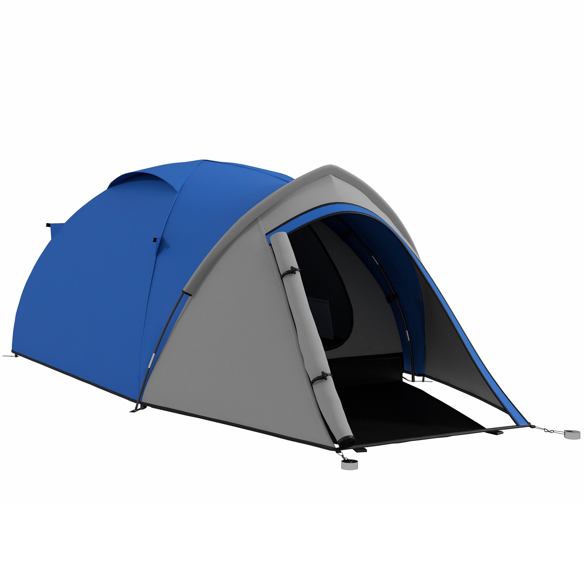Outsunny Two-Man Dome Tent, with Front Vestibule - Blue/Grey - North Peak Garden Furniture