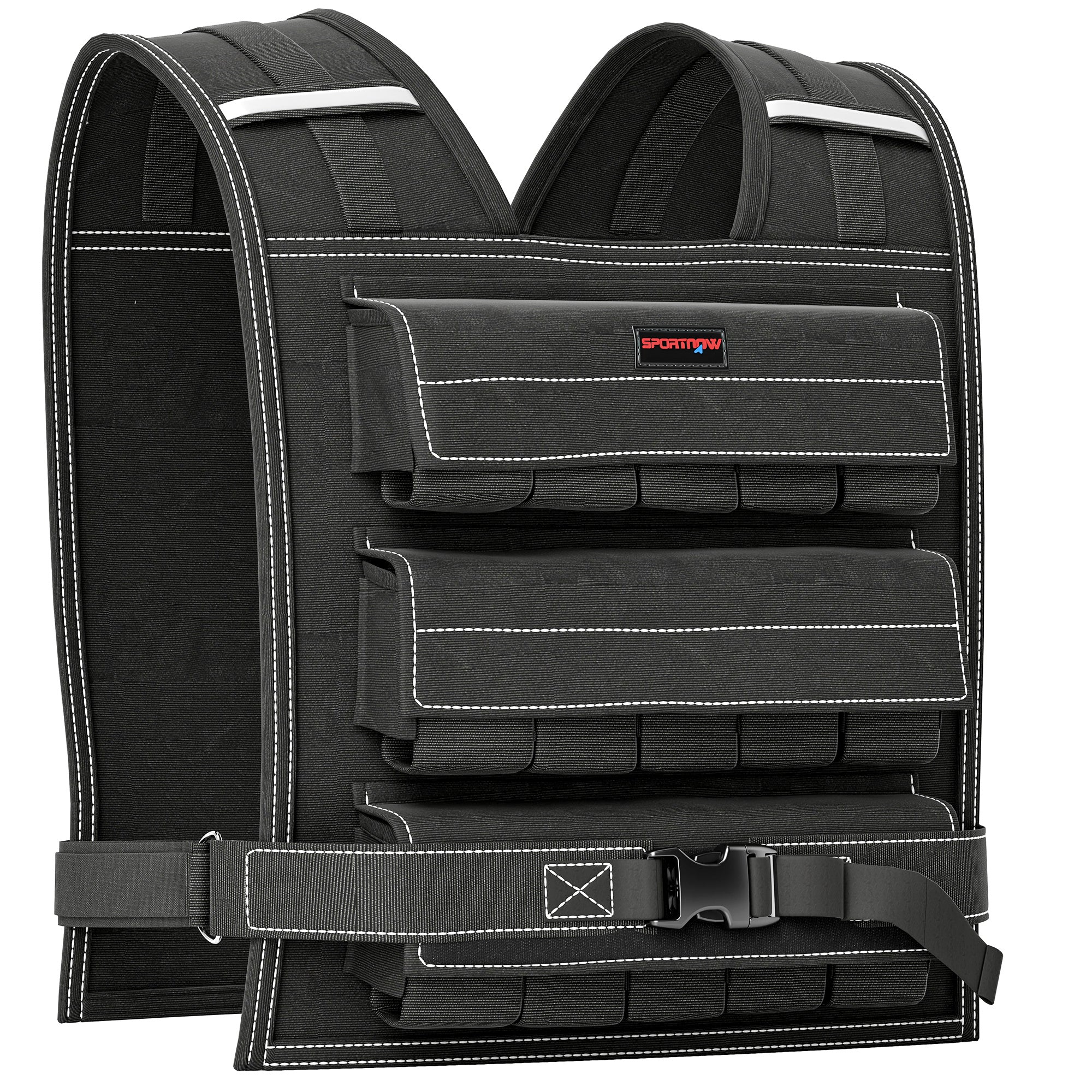 SPORTNOW 20KG Adjustable Weighted Vest, Running Weight Vest, with 30 Metal Weights, Reflective Strips, for Running, Exercise - North Peak Garden Furniture