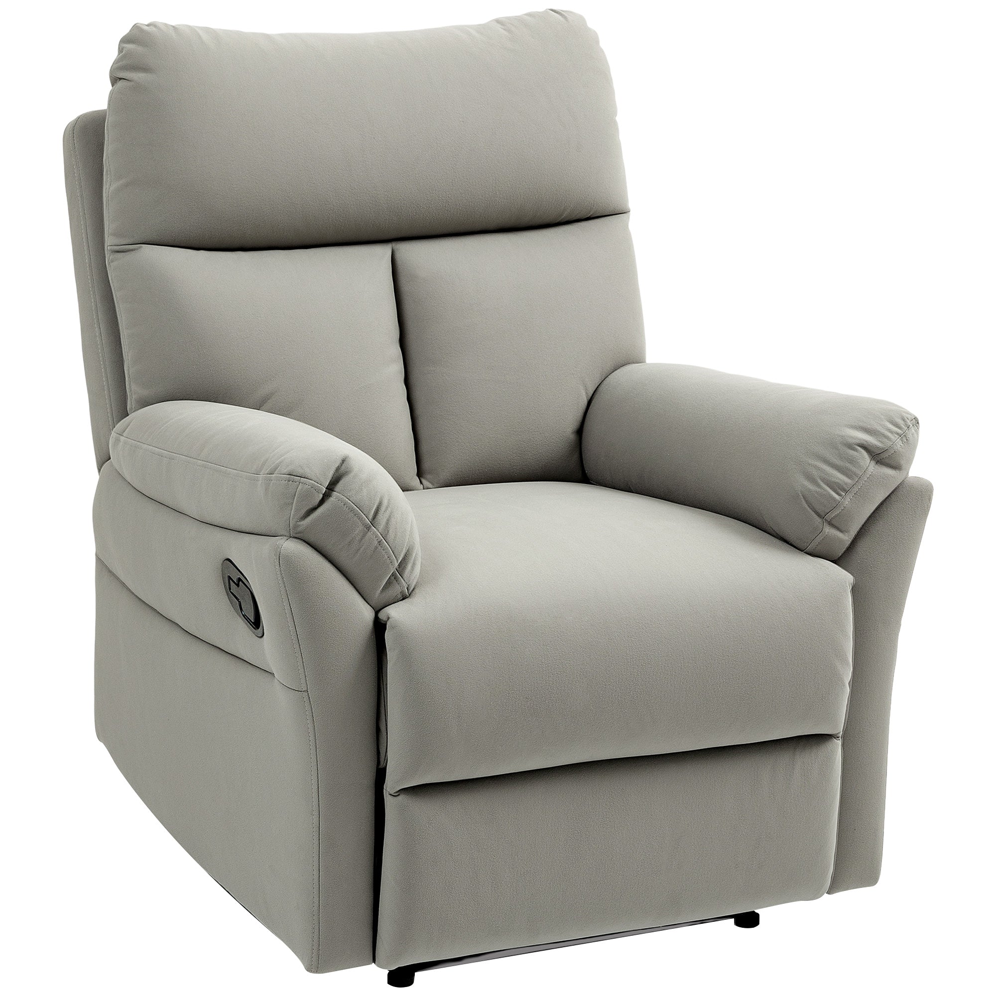 HOMCOM 140° Manual Reclining Armchair, with Footrest - Grey - North Peak Garden Furniture