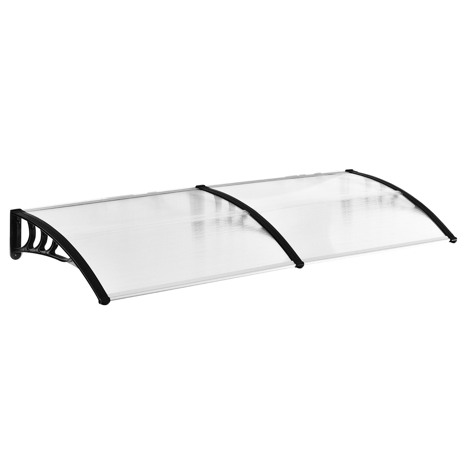 Outsunny 75 x 195 cm Curved Door Window Awning Canopy, Polycarbonate Cover Front Door Outdoor Patio, UV Rain Snow Protection Shelter, Clear - North Peak Garden Furniture