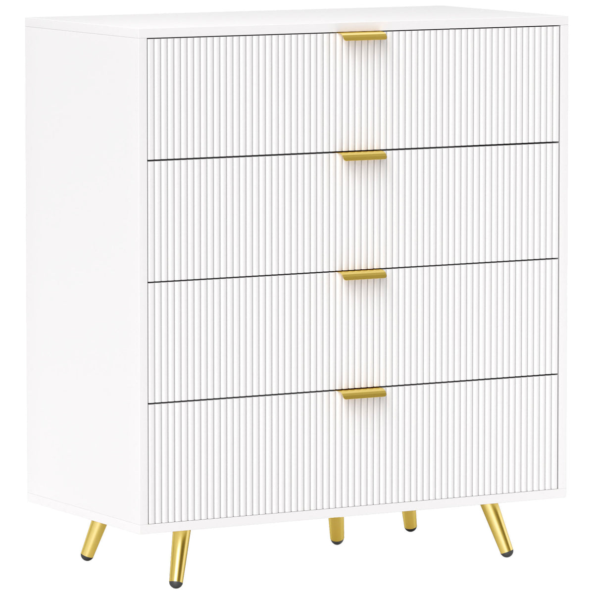 HOMCOM Elegant Four-Drawer Bedside Table - White