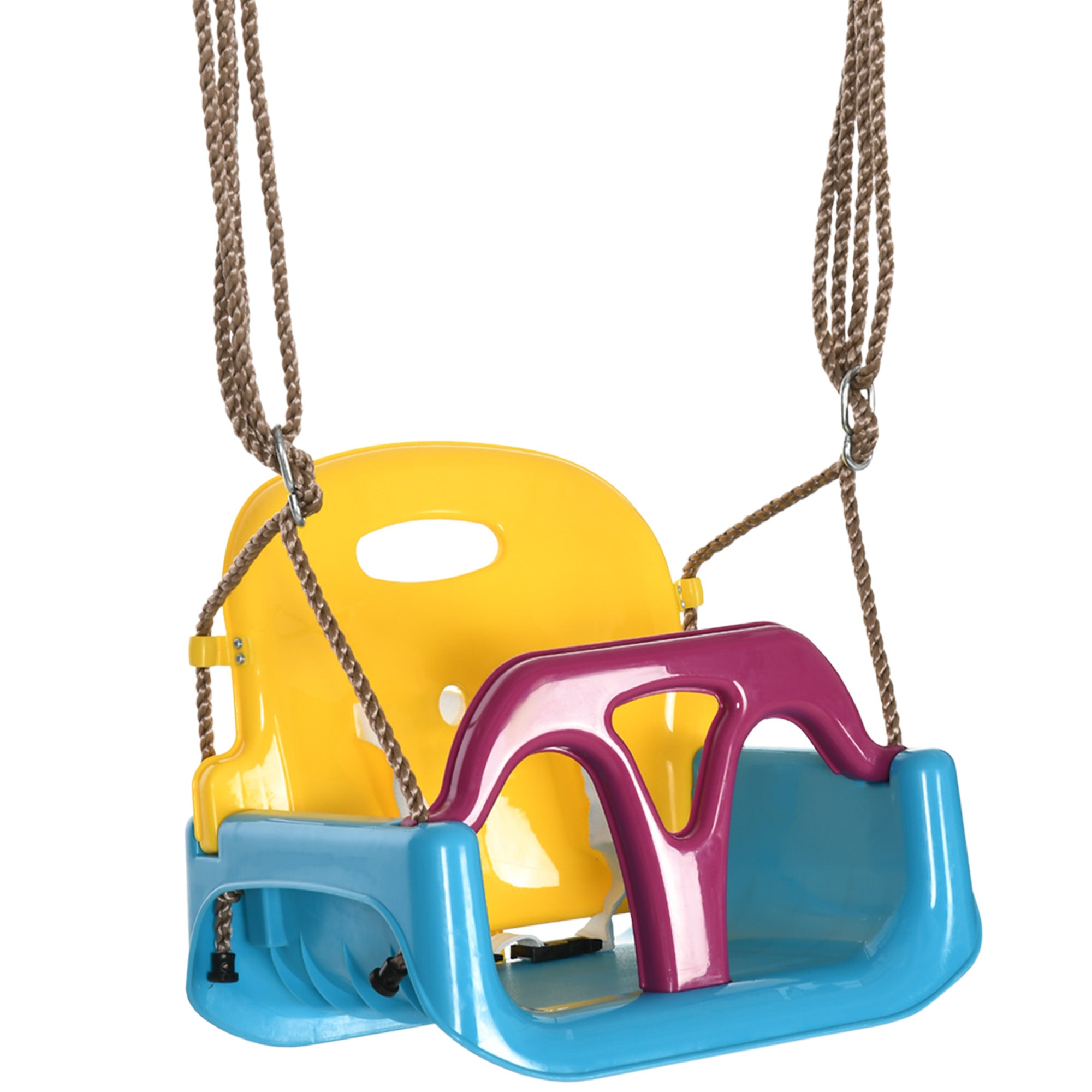 Outsunny 3 in 1 Detachable Kids Swing Seat with Seatbelt, Adjustable Rope for Indoor, Outdoor, Light Blue