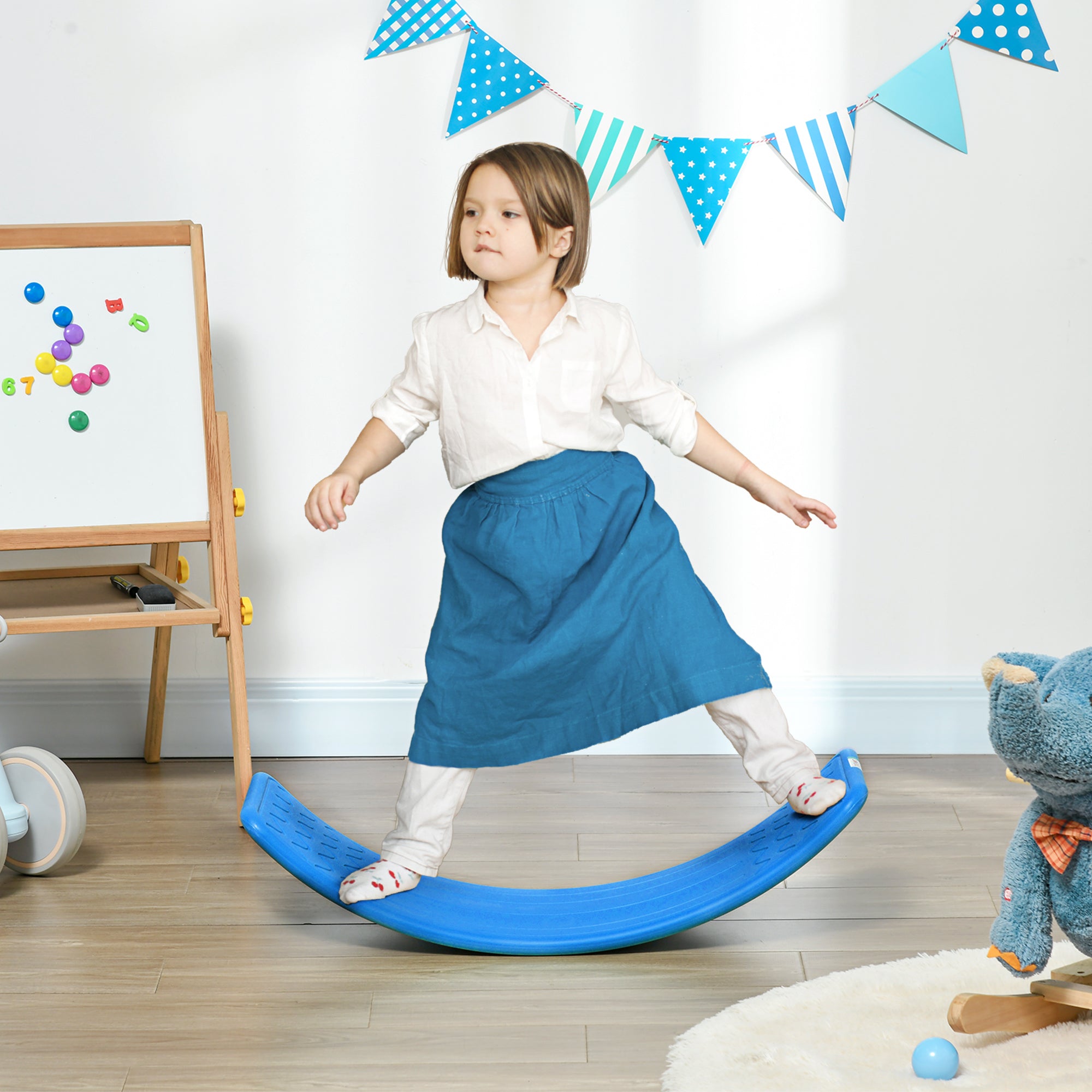 ZONEKIZ Balance Board, Kids Wobble board, for Ages 3-6 Years - Dark Blue - North Peak Garden Furniture